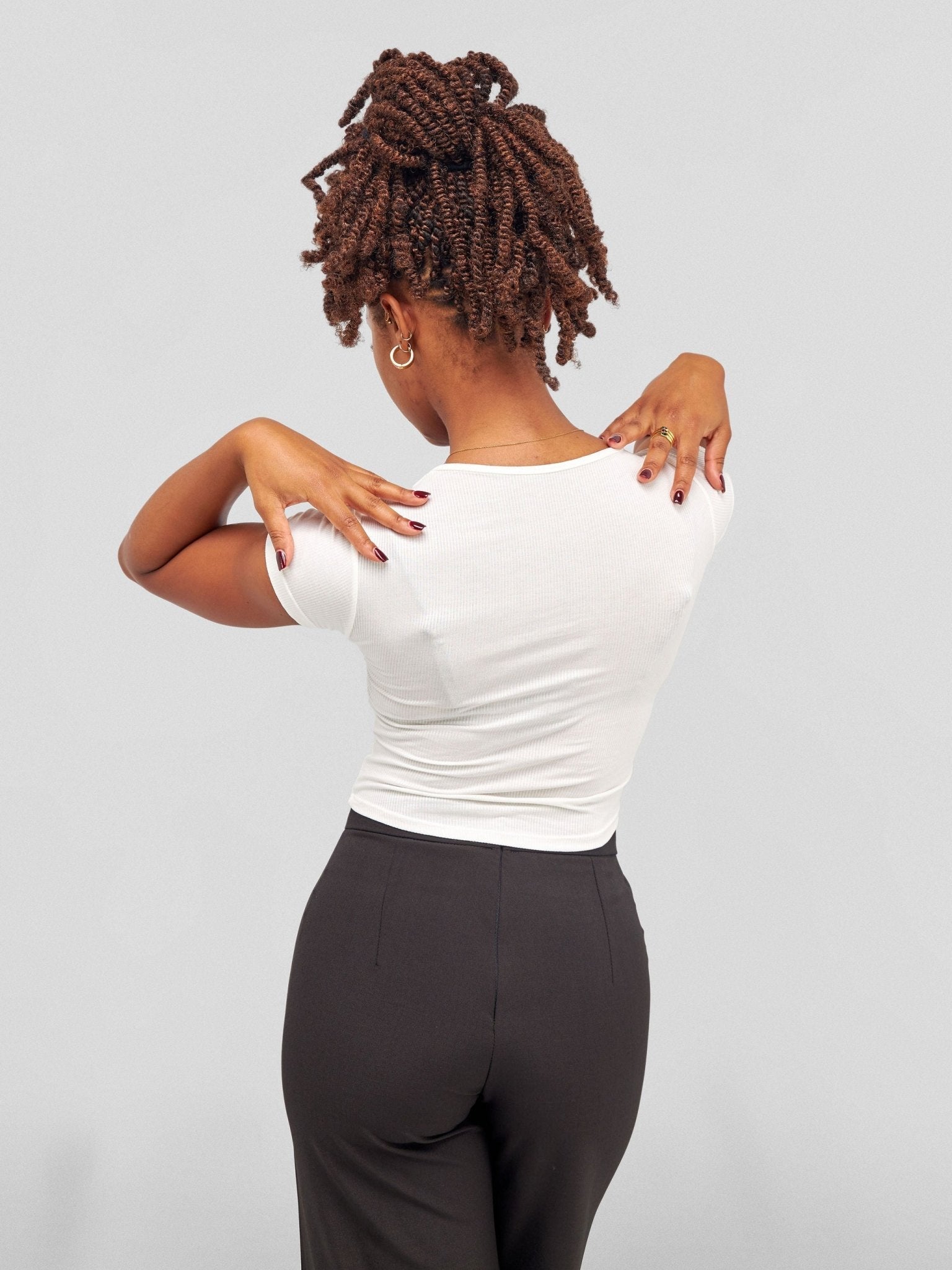 Lola Croppped Tee With Padded Bust & Corset Design - White - Shopzetu