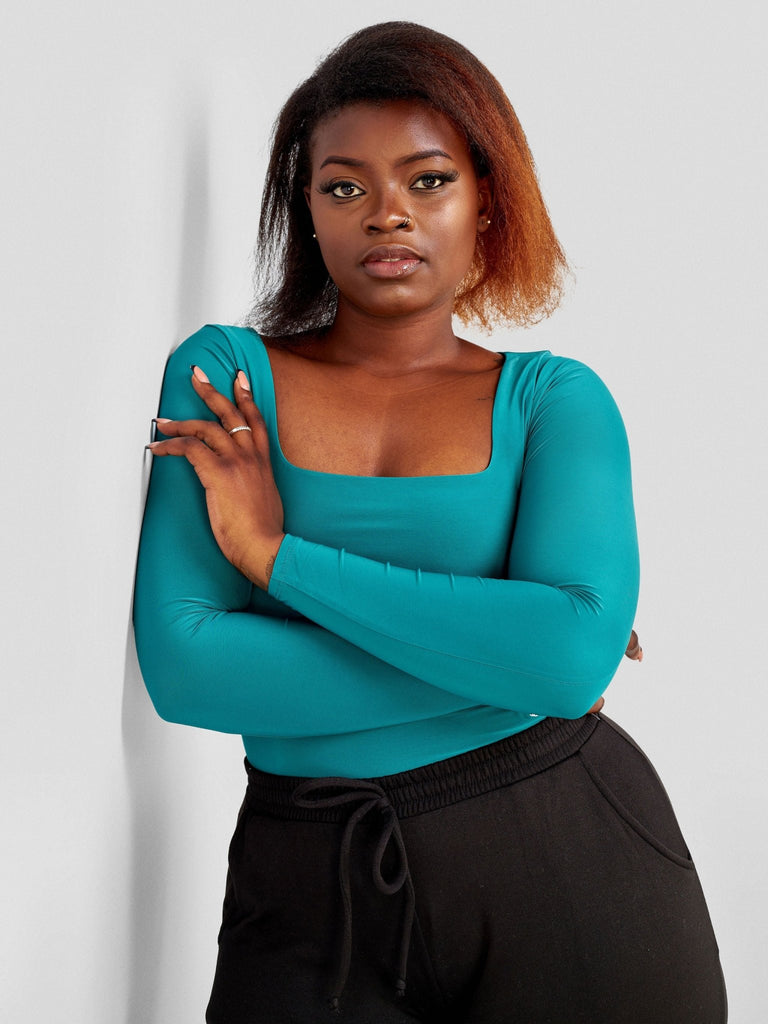 Popular 21 Seamed Detailed Double Layered Bodysuit - Hunter Green - Shopzetu