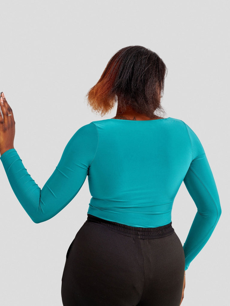 Popular 21 Seamed Detailed Double Layered Bodysuit - Hunter Green - Shopzetu