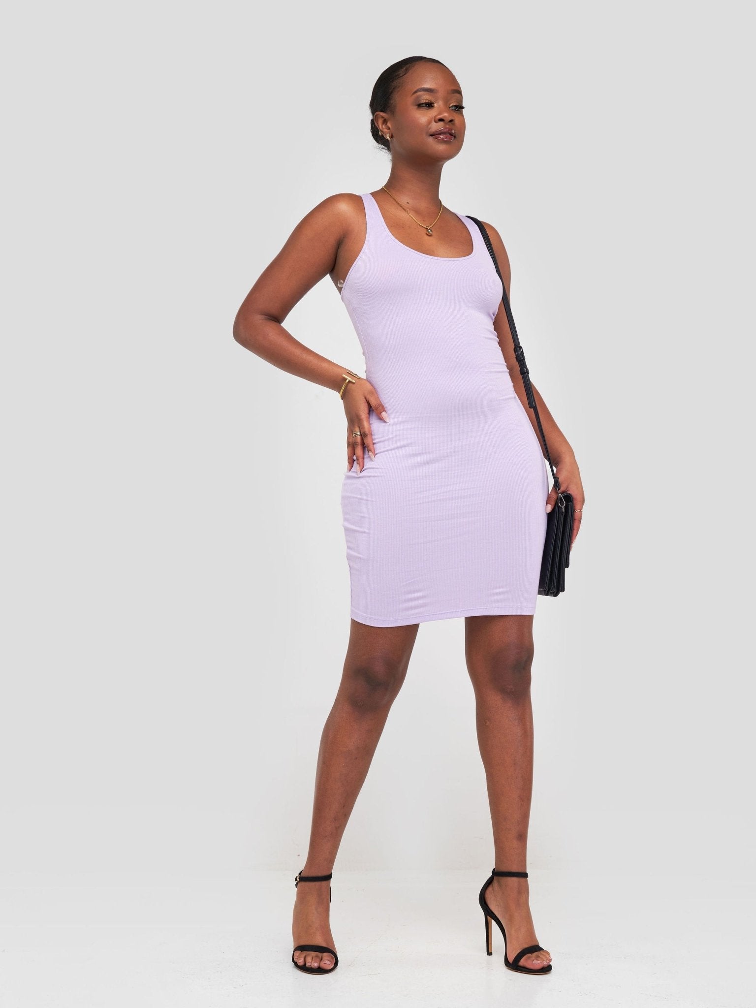 Popular 21 Ribbed Sleeveless Mini Dress - Winsome Orchid - Shopzetu
