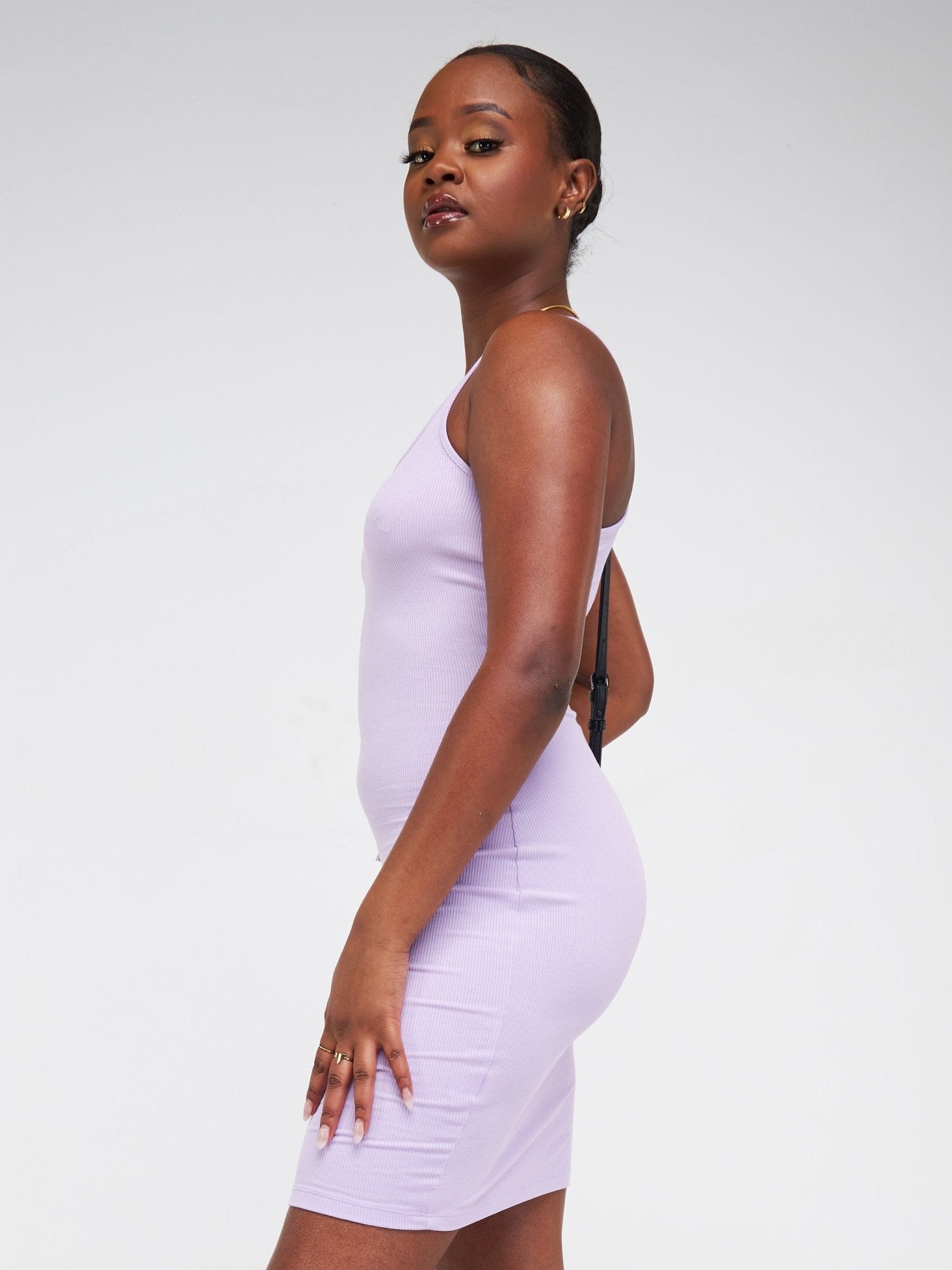 Popular 21 Ribbed Sleeveless Mini Dress - Winsome Orchid - Shopzetu