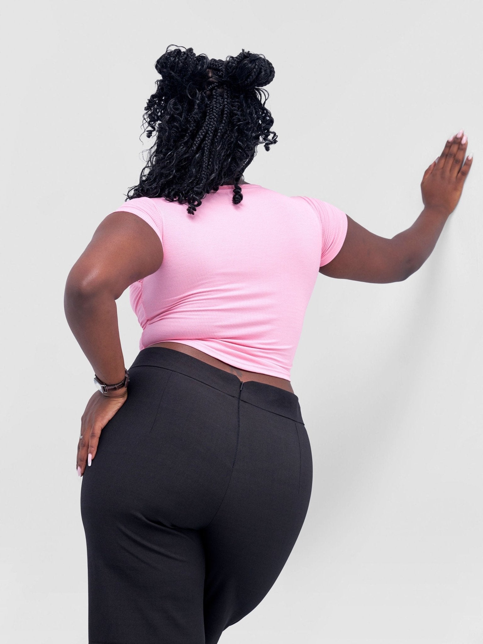 Lola Croppped Tee With Padded Bust & Corset Design - Baby Pink - Shopzetu
