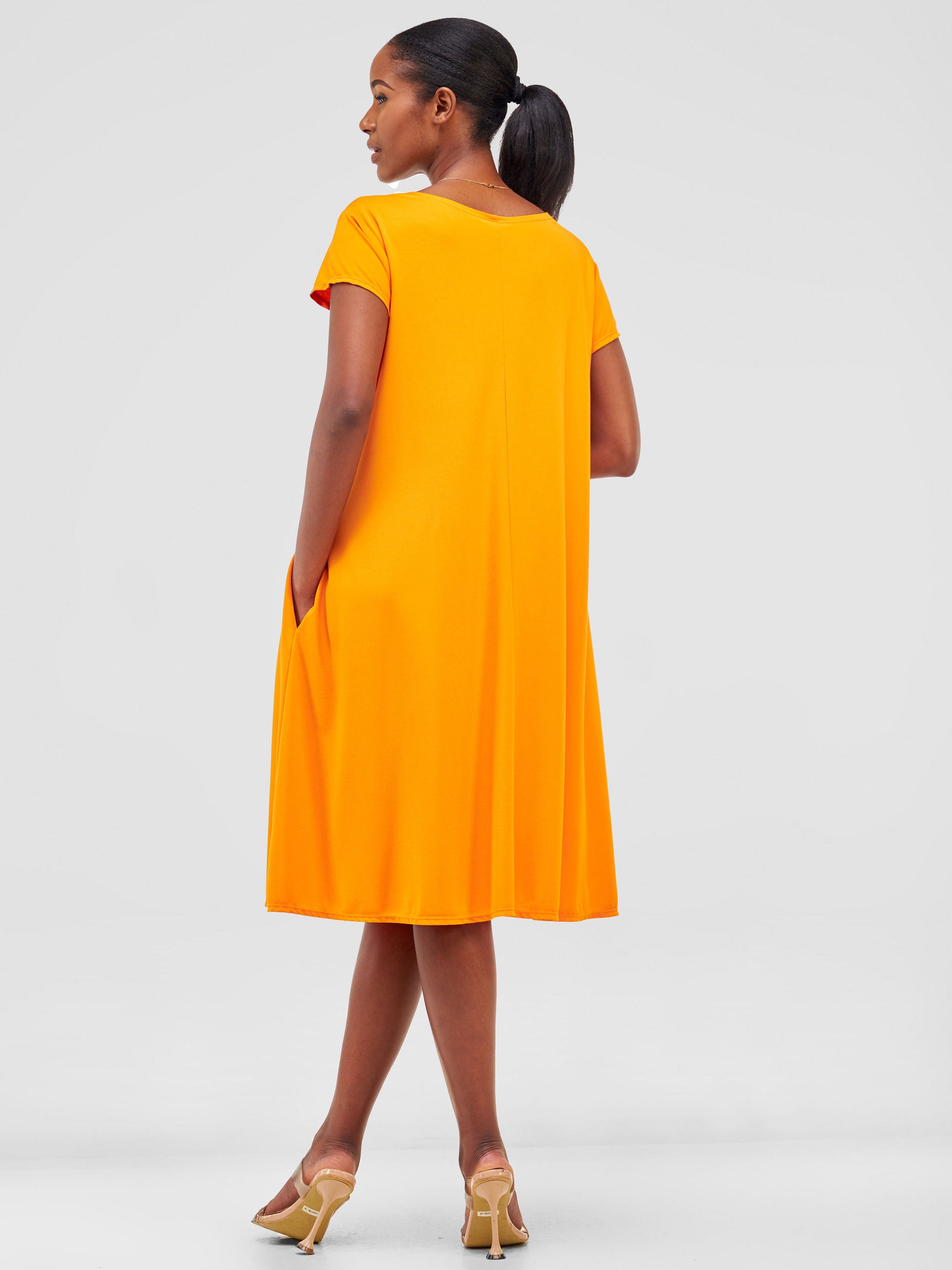 Vivo Basic Kena Tent Knee Length Dress - Marigold
