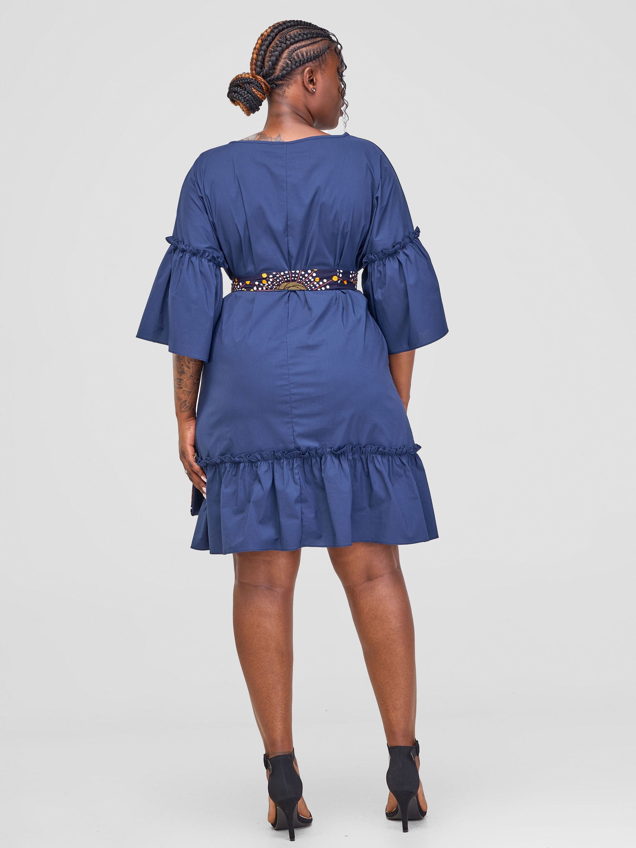 Safari Tawi Flounce Tent Dress - Navy Blue