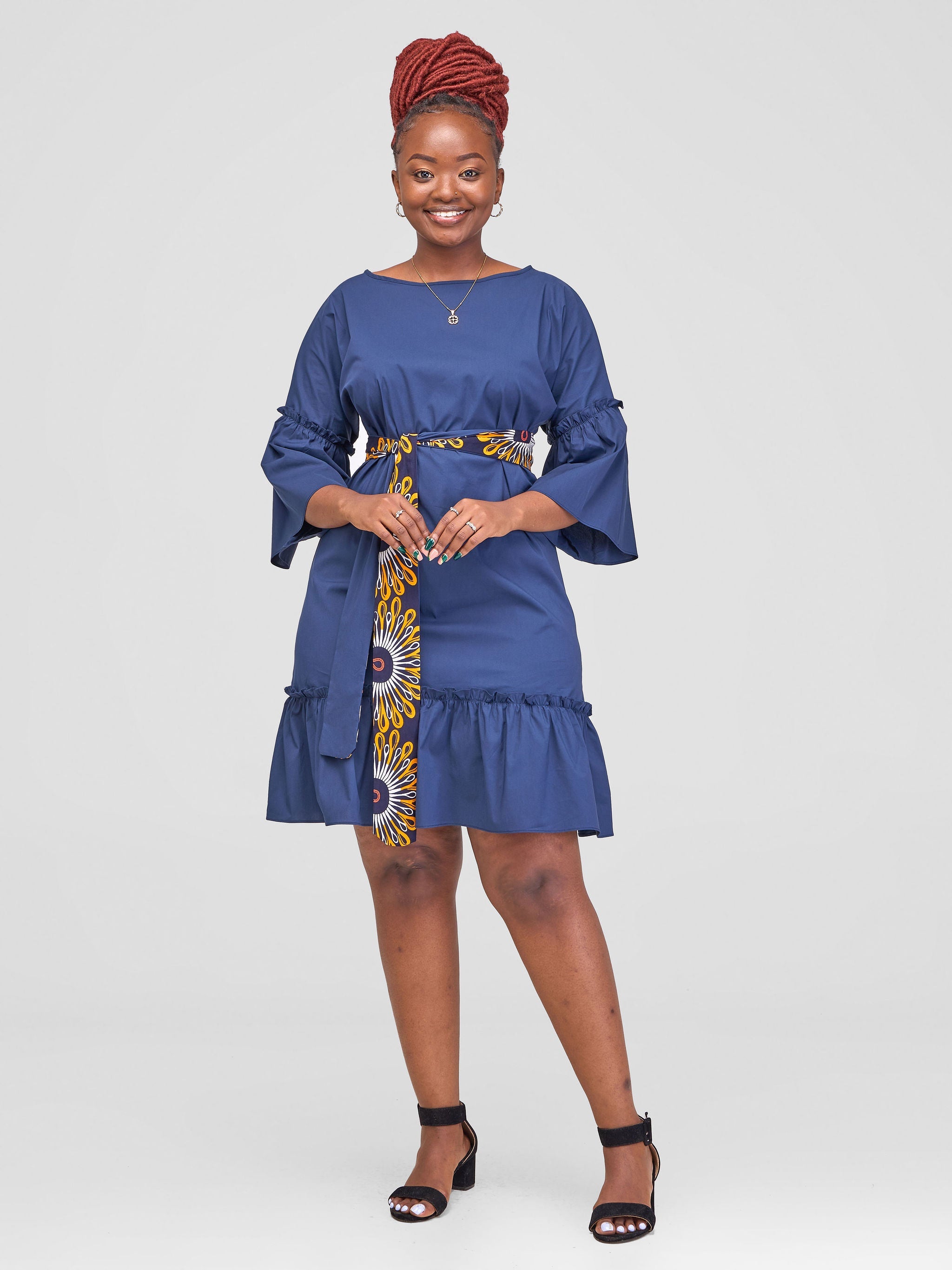 Safari Tawi Flounce Tent Dress - Navy Blue