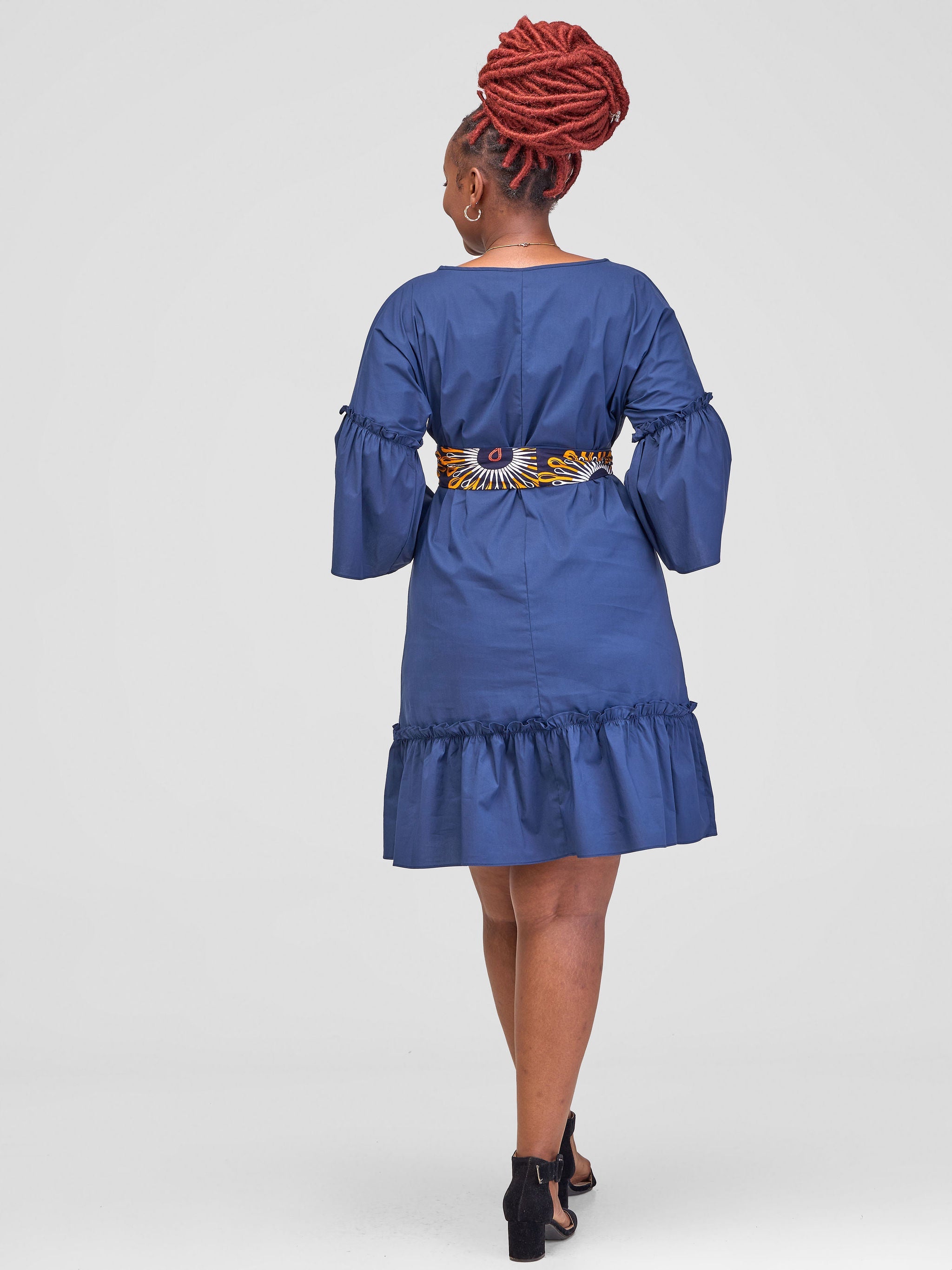 Safari Tawi Flounce Tent Dress - Navy Blue