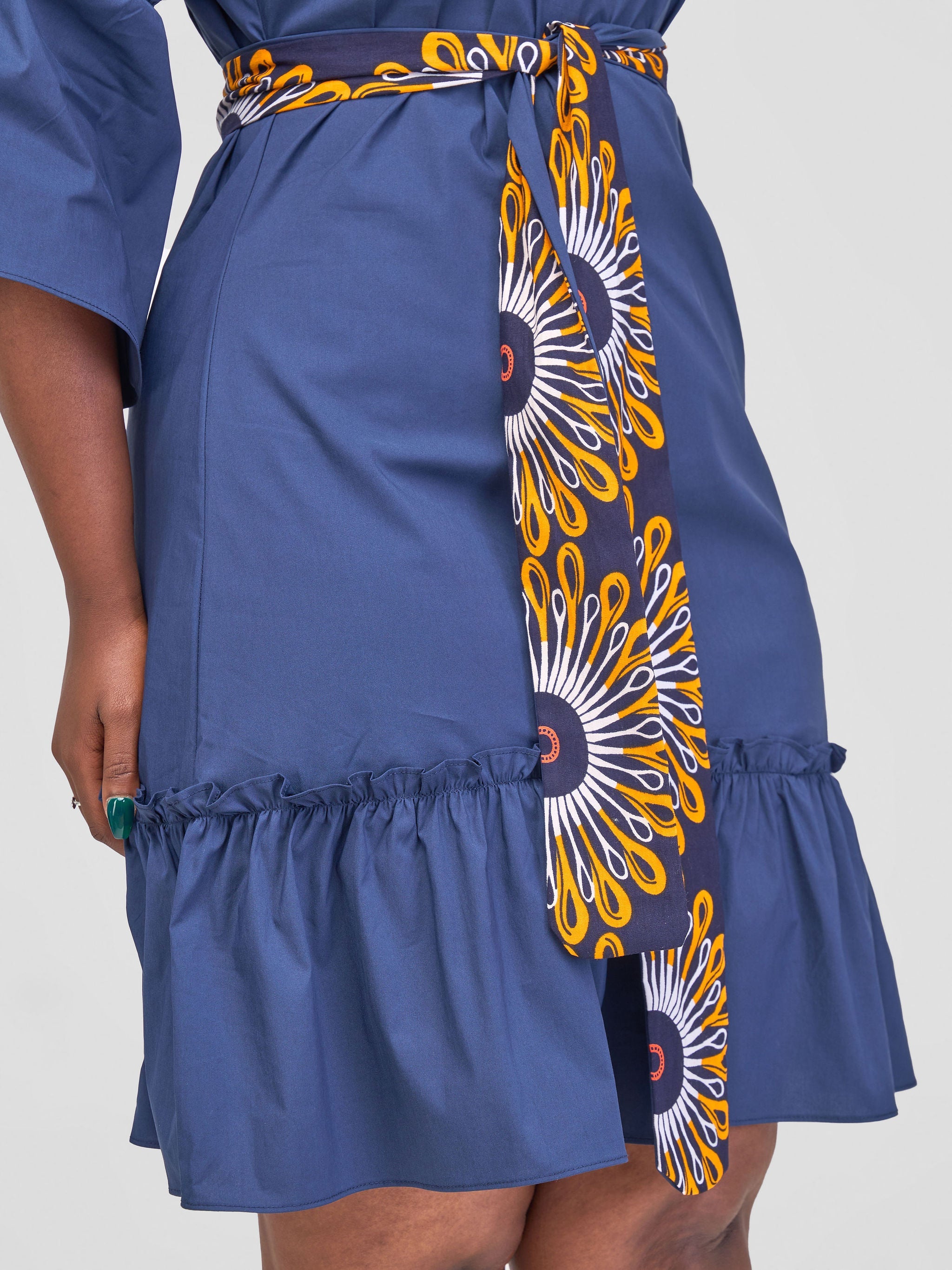 Safari Tawi Flounce Tent Dress - Navy Blue