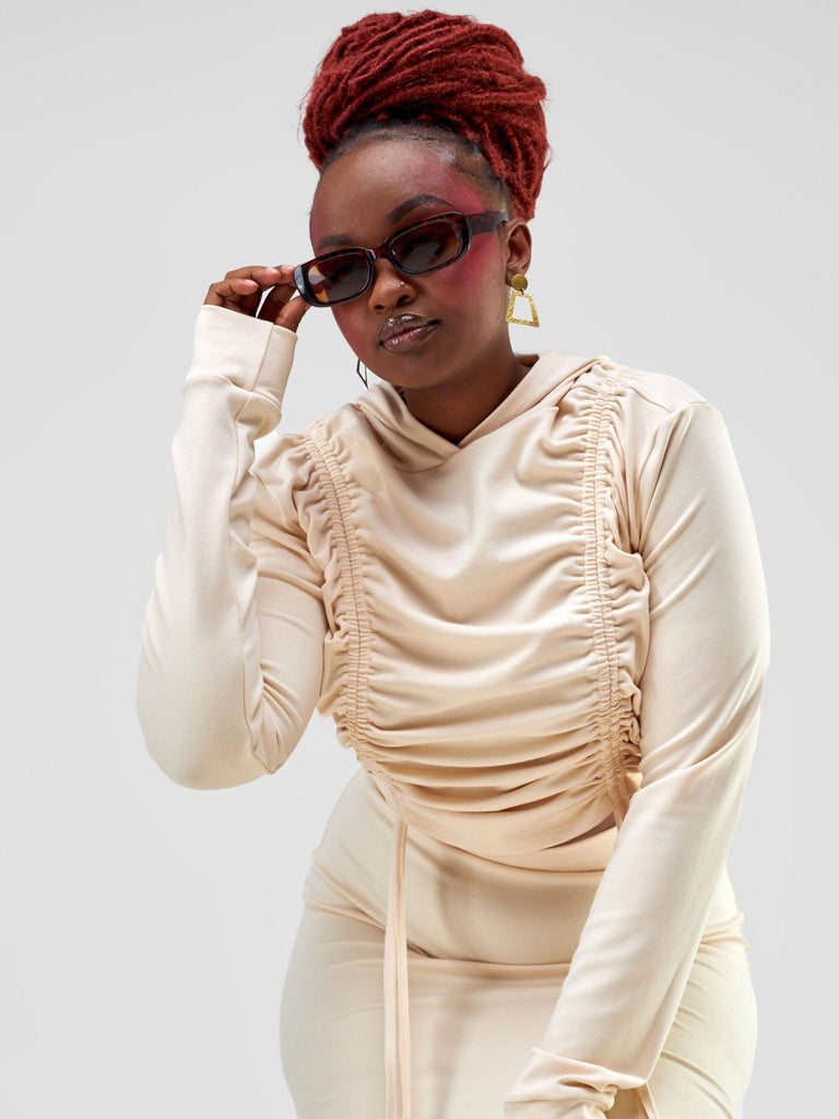 Zoya Party Drawstring Hoodie - Buttermilk - Shopzetu