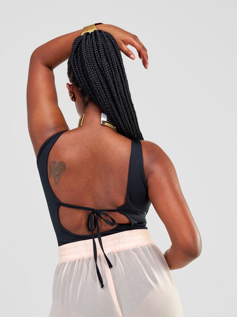 Zoya Party Sleeveless Bodysuit - Black - Shopzetu