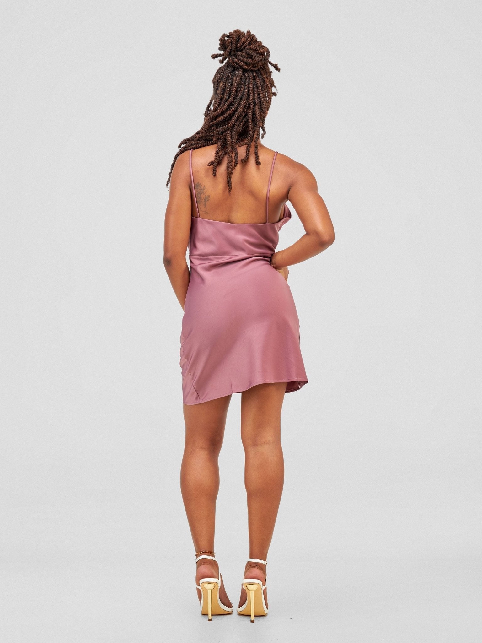 Lola Satin Mini With Bust Detail - Blush Pink - Shopzetu