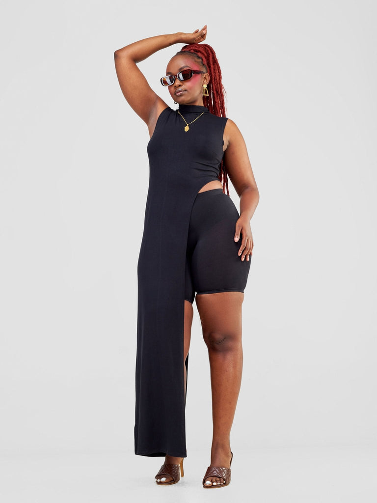 Zoya Party Turtle Neck Maxi Top - Black - Shopzetu
