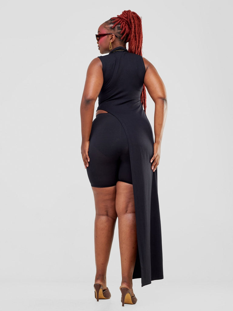 Zoya Party Turtle Neck Maxi Top - Black - Shopzetu