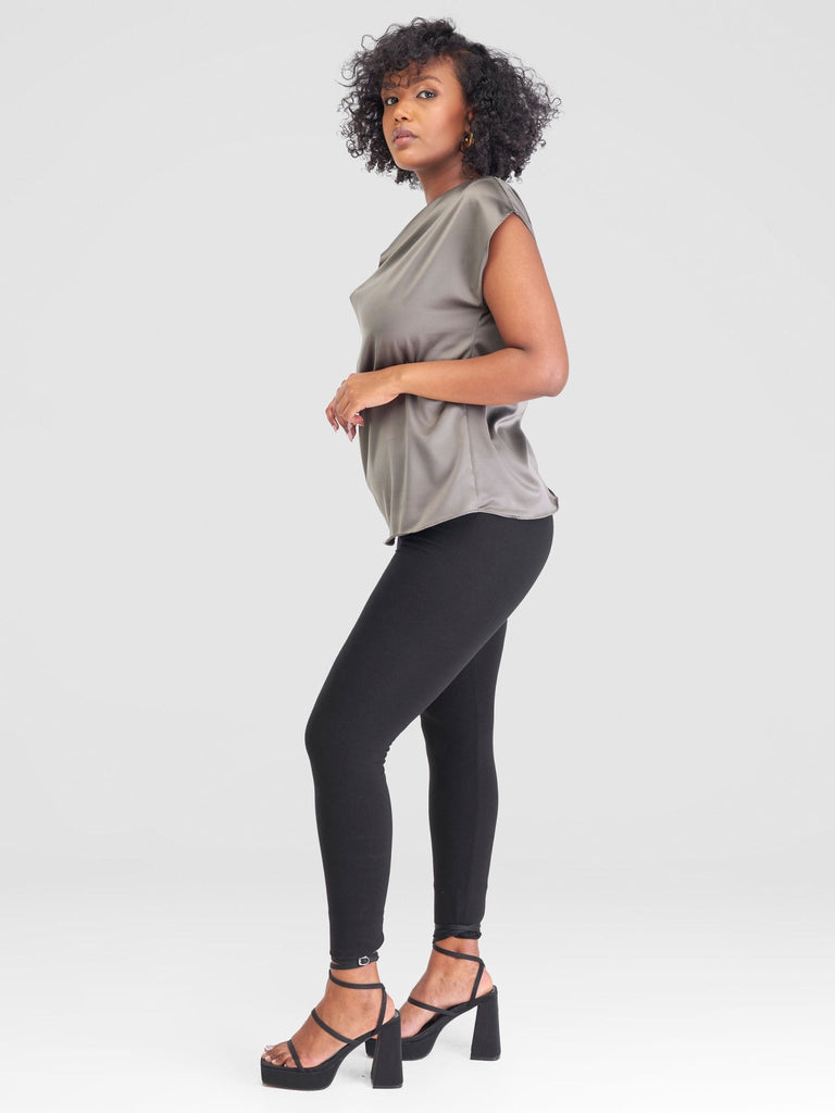 Vivo Tatili Drop Shoulder Cowl Top - Hunters Green - Shopzetu