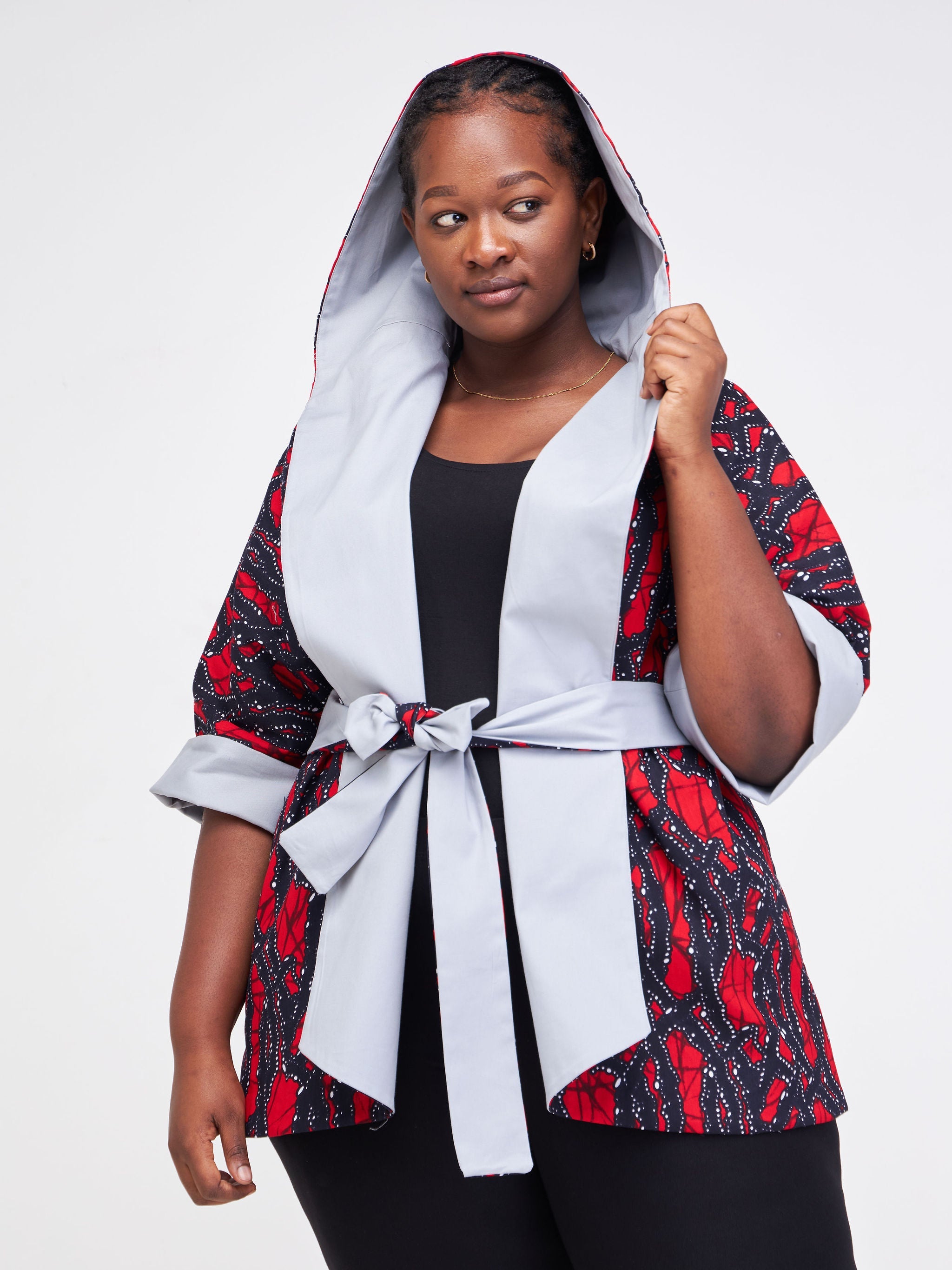 Safari Anga Reversible Hooded Kimono - Grey
