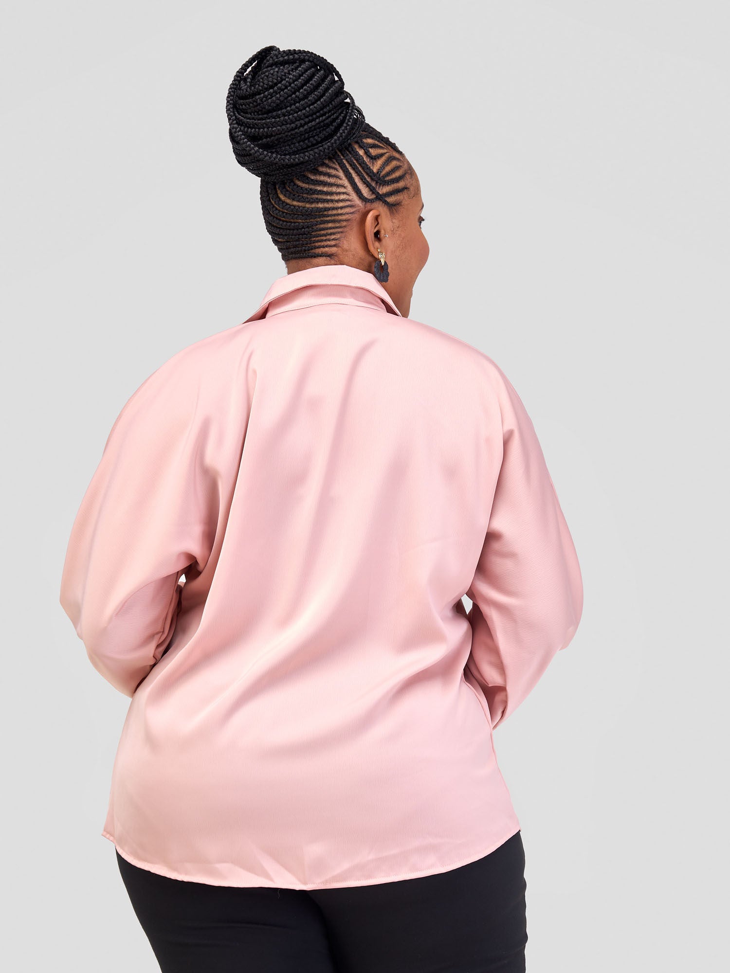 Alara Satin Button Up Blouse - Light Pink - Shopzetu