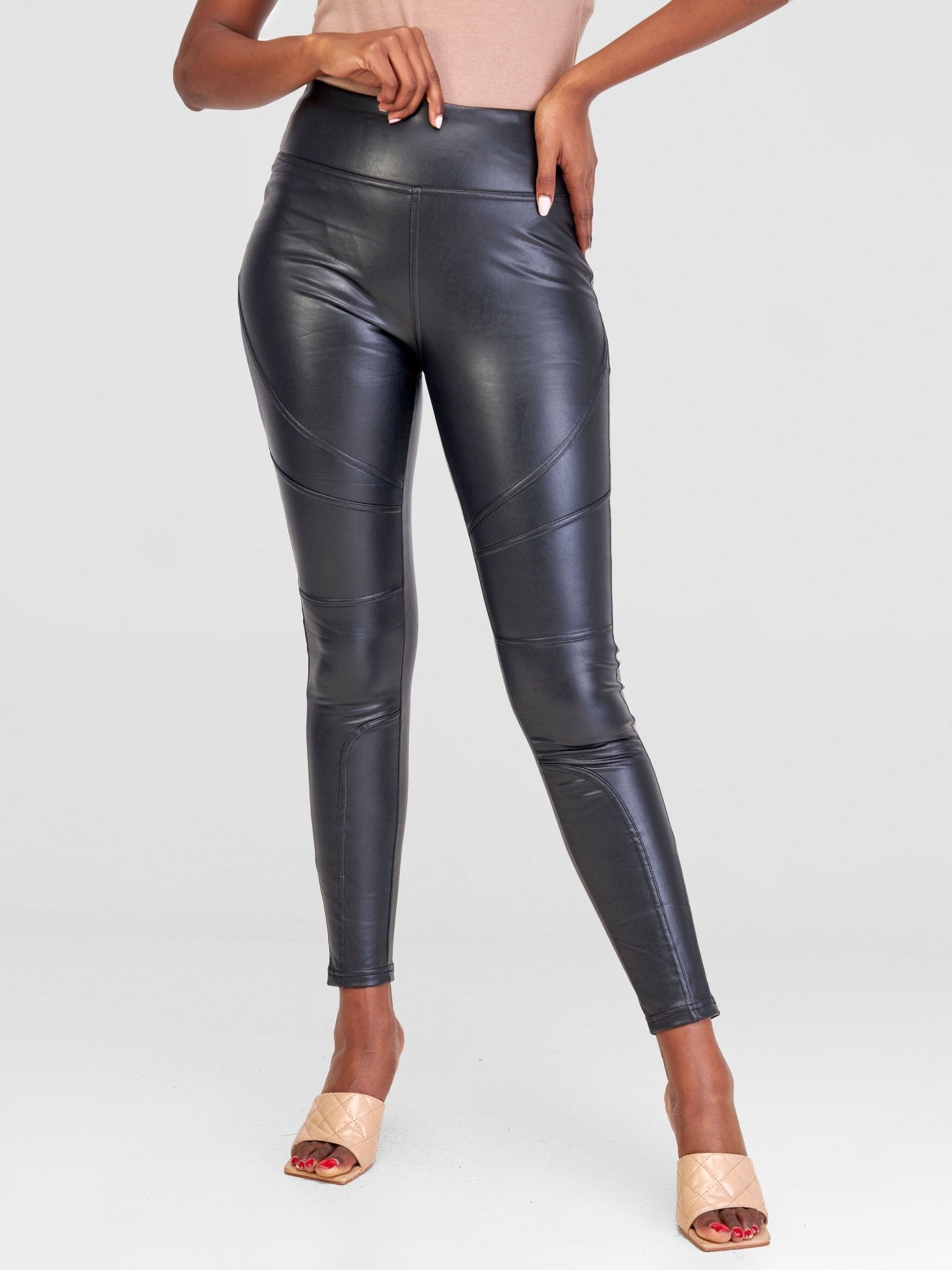 Popular 21 Vinyl Sheen Leggings - Black - Shopzetu