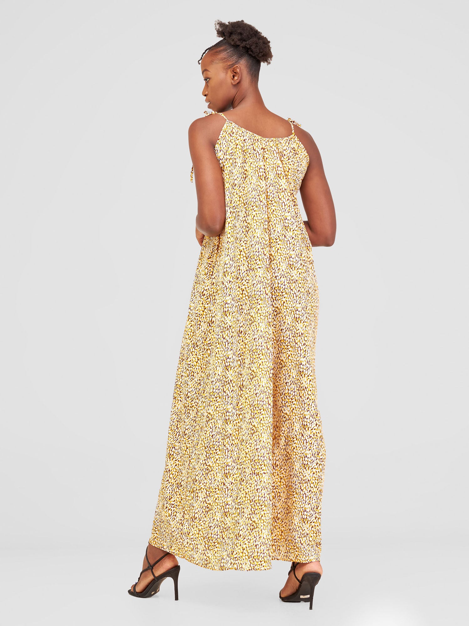 Vivo Maisha Strappy Jumpsuit Cover Up - Yellow / Brown Print