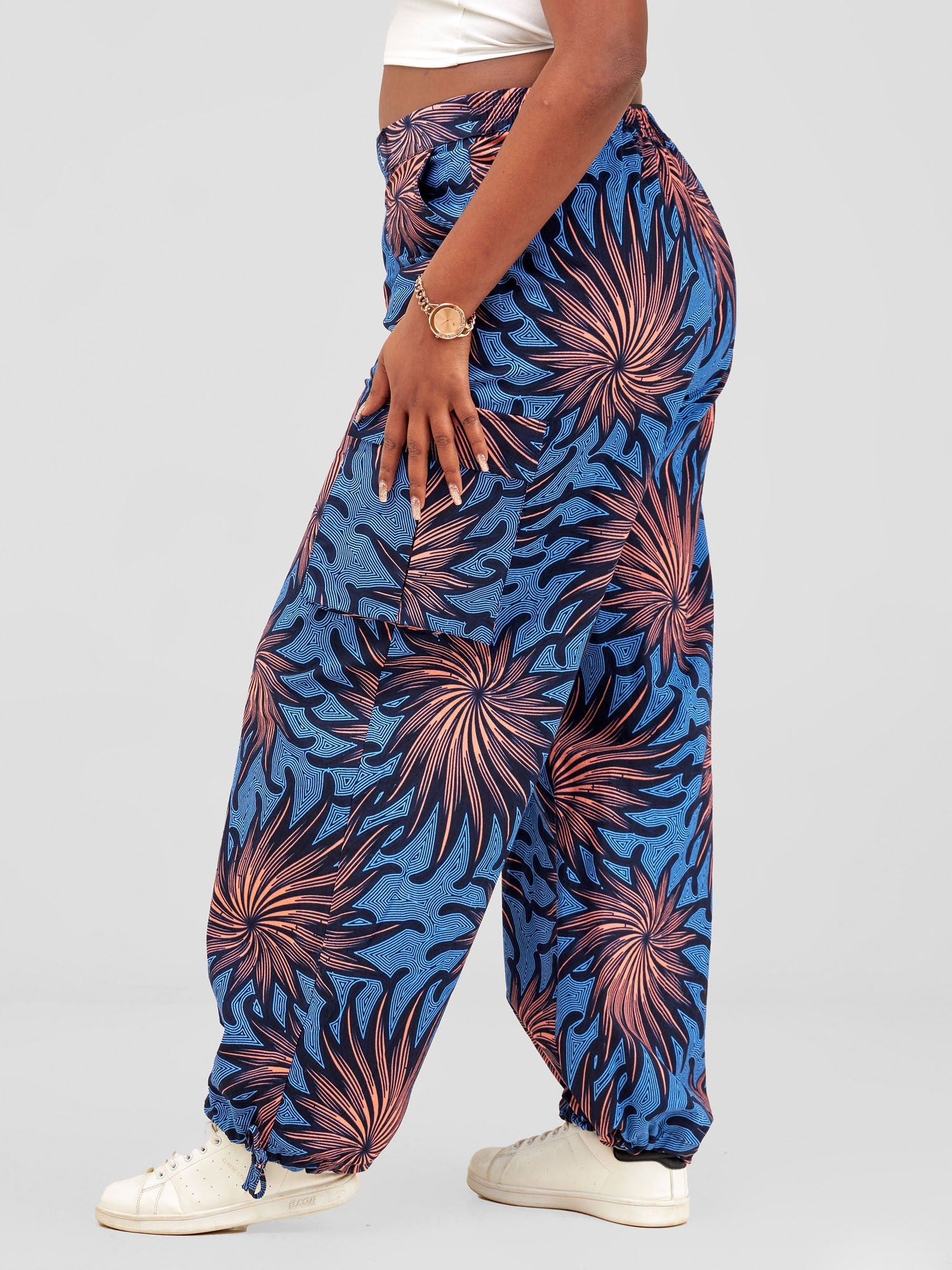 Vivo 2- Way Cargo Pants - Peach / Blue Tana Print