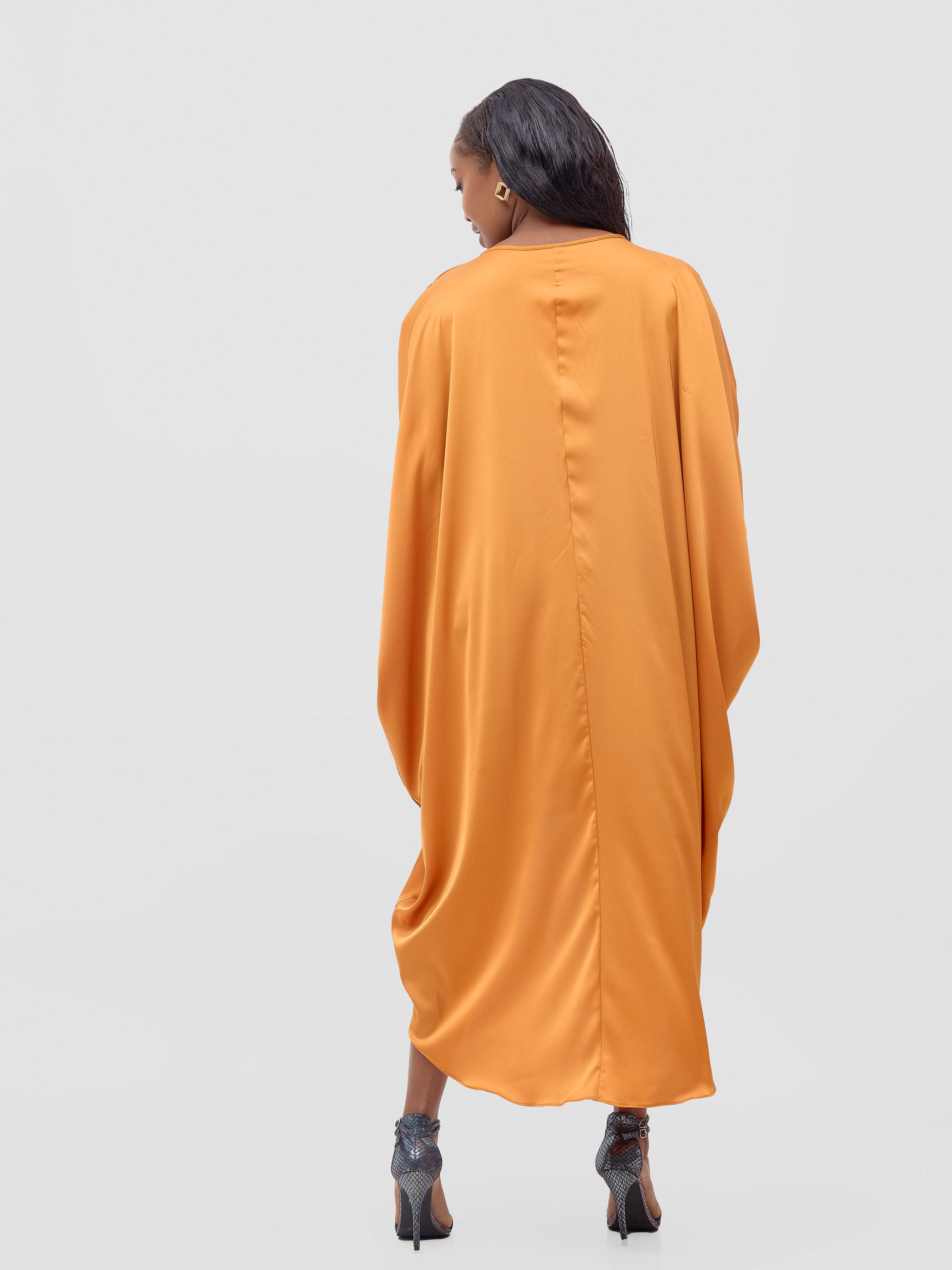 Vivo Lani Satin High Low Dress - Mustard