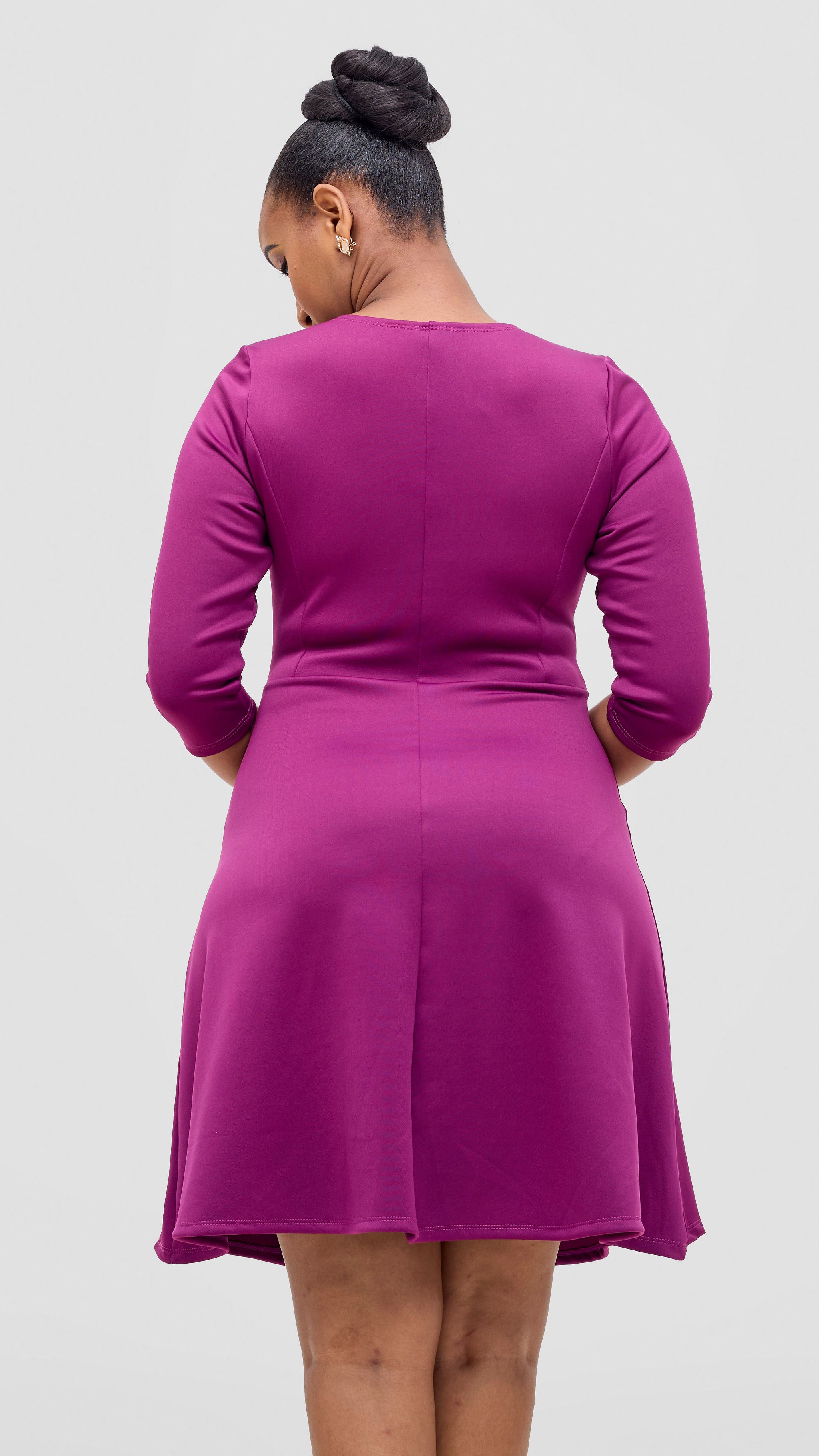 Vivo Diella 3/4 Sleeve A-Line Dress - Dark Purple