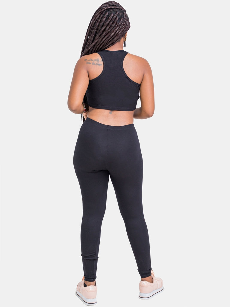 Zoya Basic Full Length Leggings - Black - Shopzetu