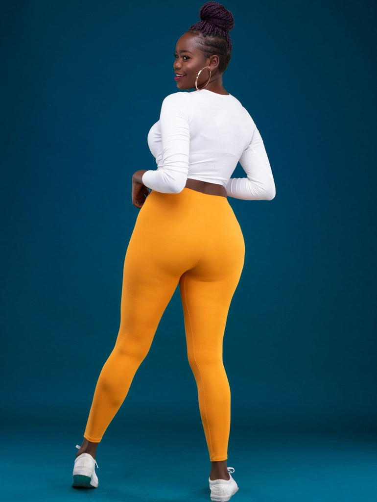 Zoya Basic Full Length Leggings - Mustard - Shop Zetu Kenya