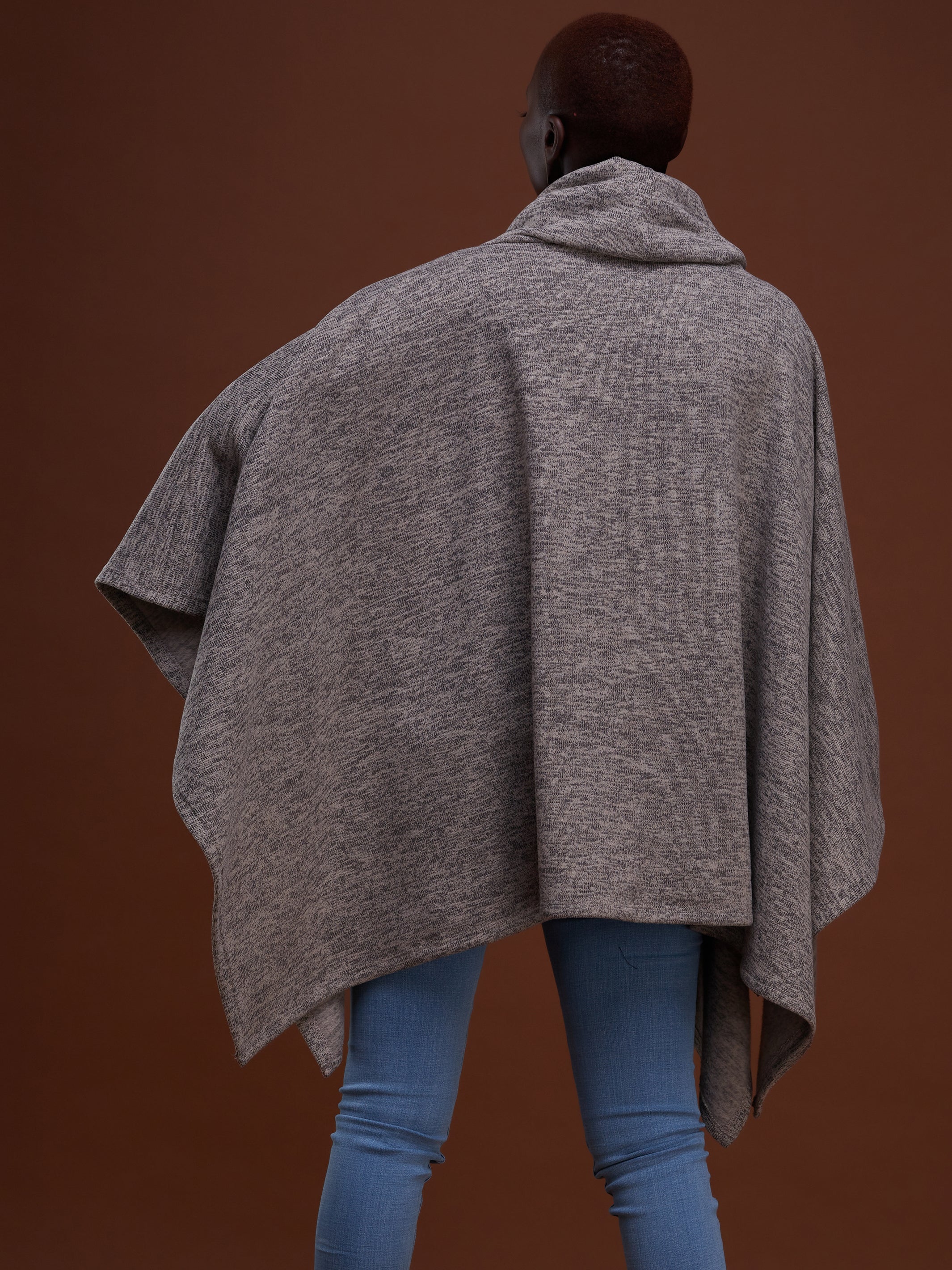 Safari Basic Turtleneck Poncho - Buttermilk