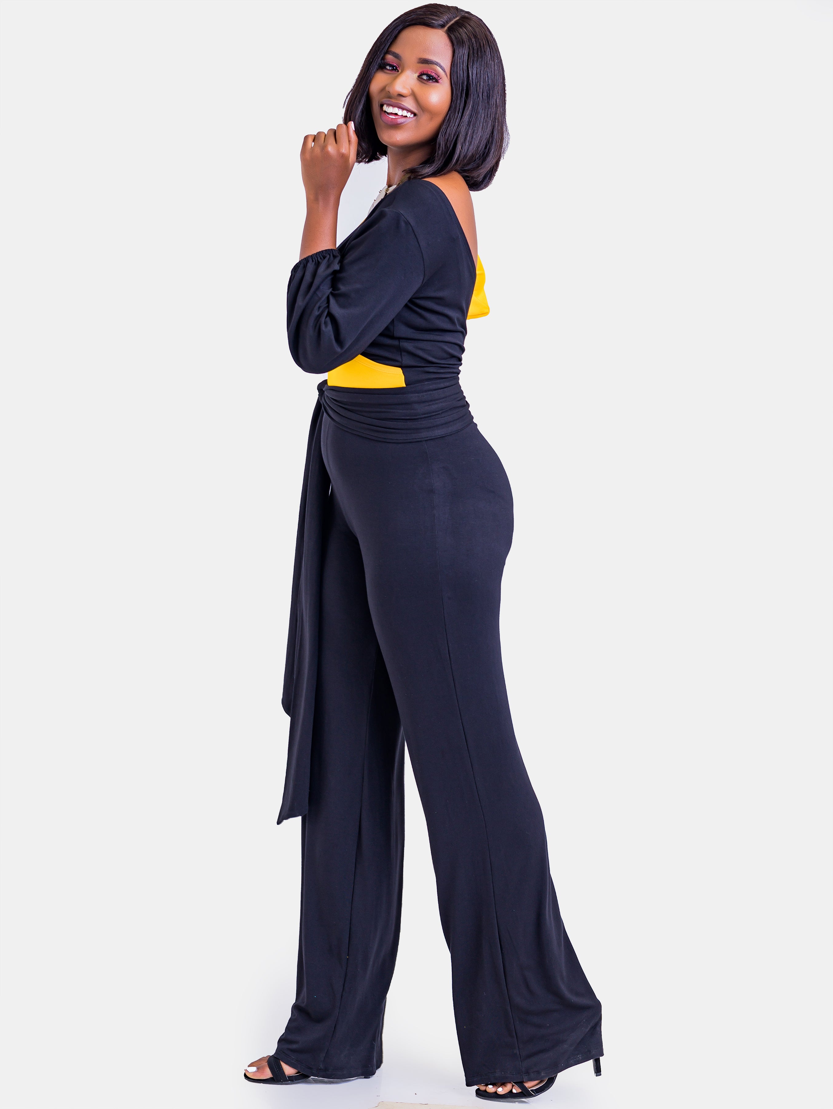 Sowairina ZaRa Crossover Jumpsuit - Black and Yellow