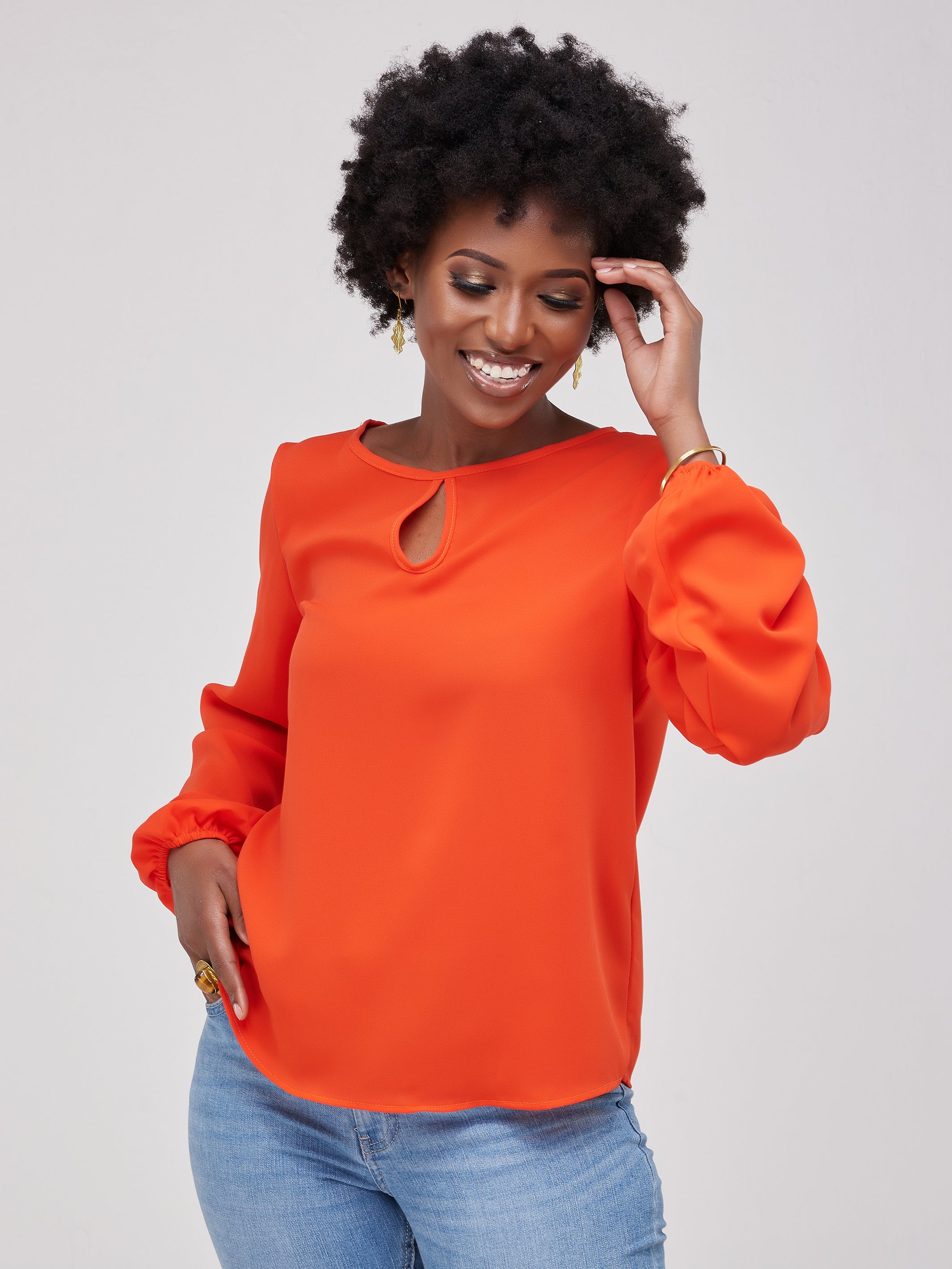 Vivo Sierra Bishop Sleeve Top - Orange