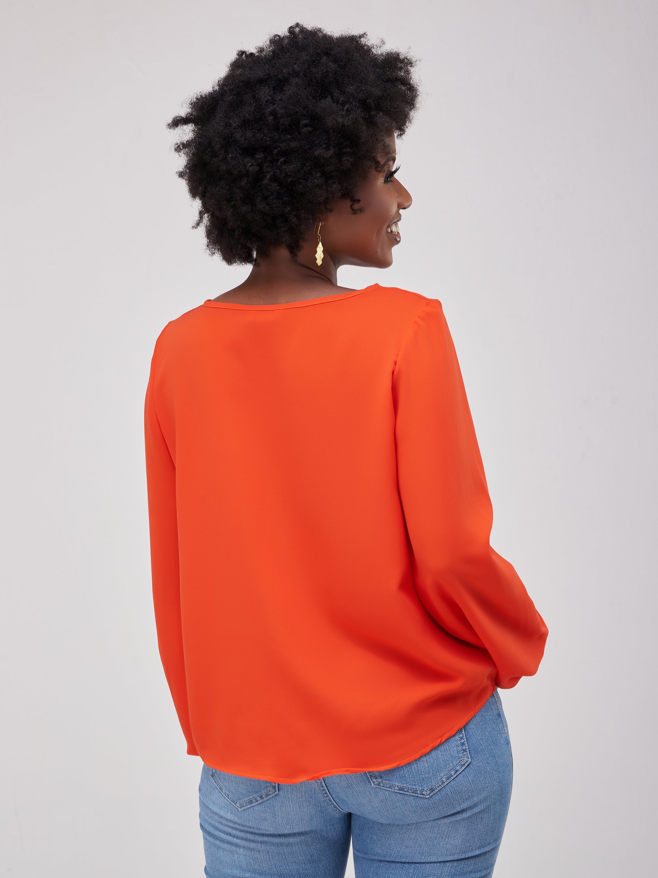 Vivo Sierra Bishop Sleeve Top - Orange