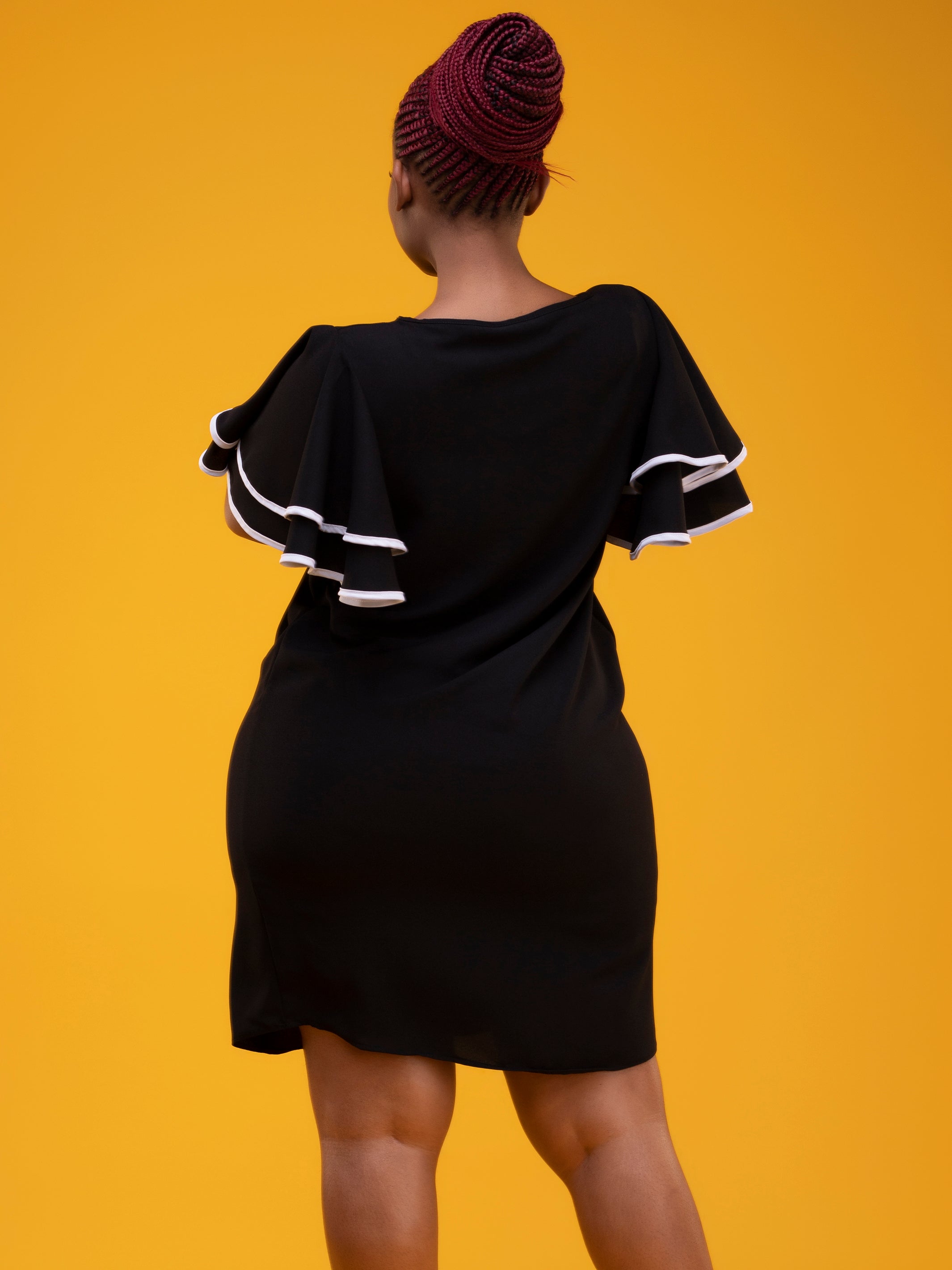 Vivo Iman Chiffon Shift Dress - Black