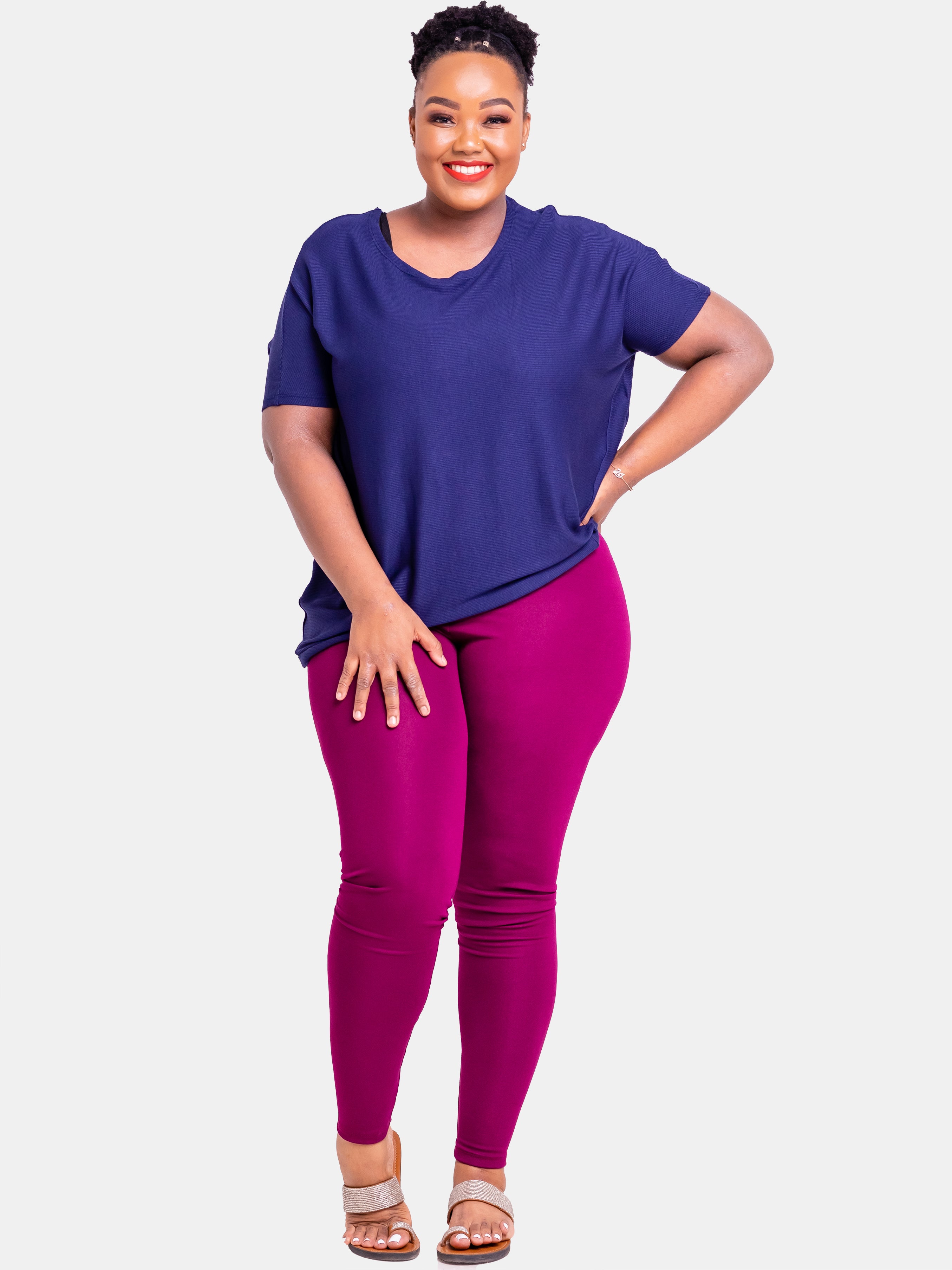 Zoya Basic Full Length Leggings - Burgundy