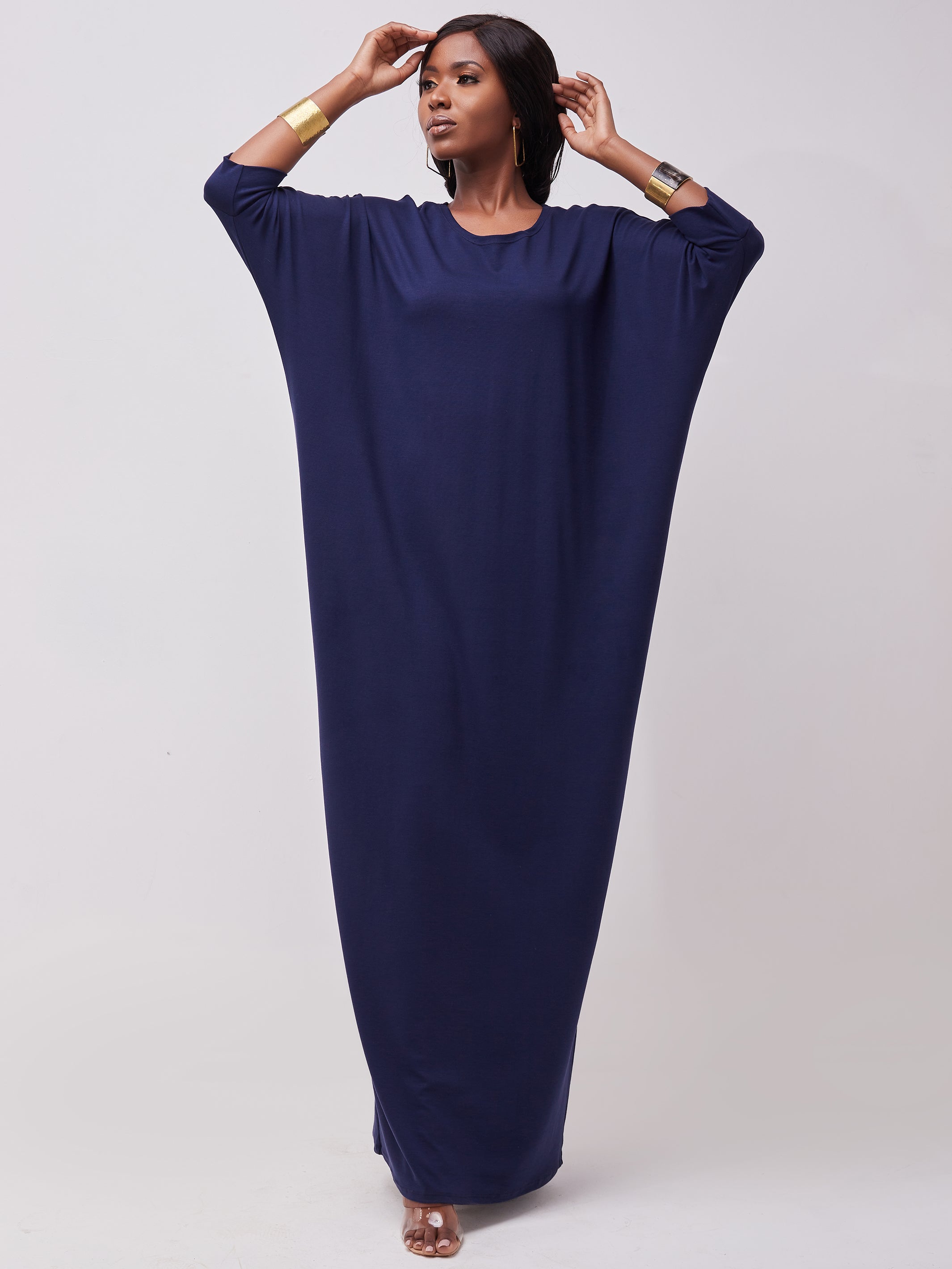 Vivo Basic Dolman Maxi Dress - Navy Blue