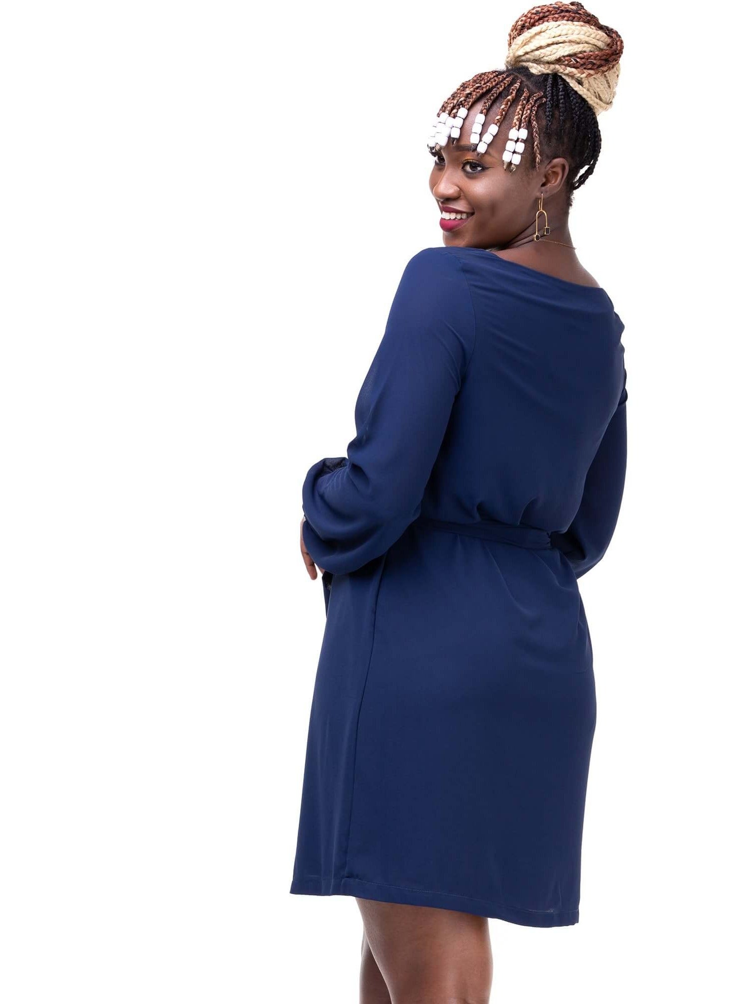Vivo Zawadi Shift Dress - Navy Blue