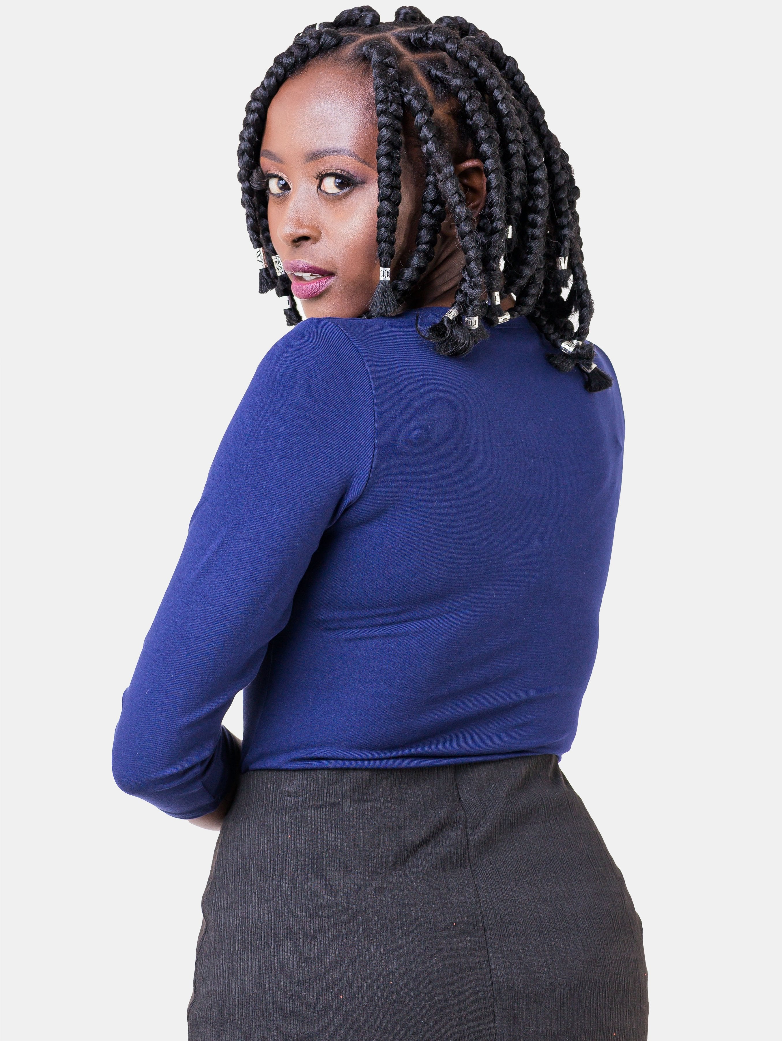 Vivo Basic 3/4 Sleeved Bodysuit - Navy Blue