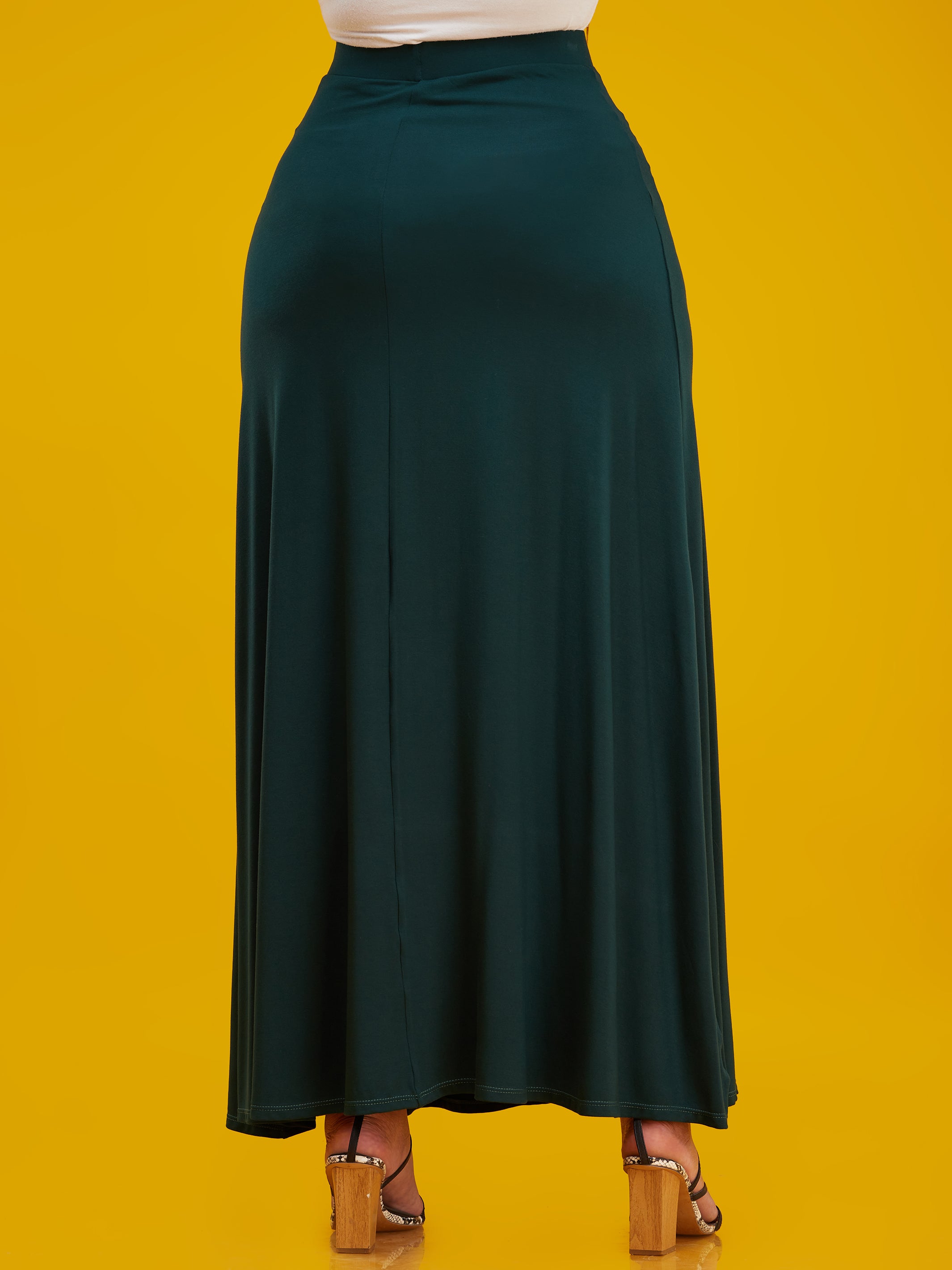 Vivo Basic A-line Maxi Skirt - Dark Green