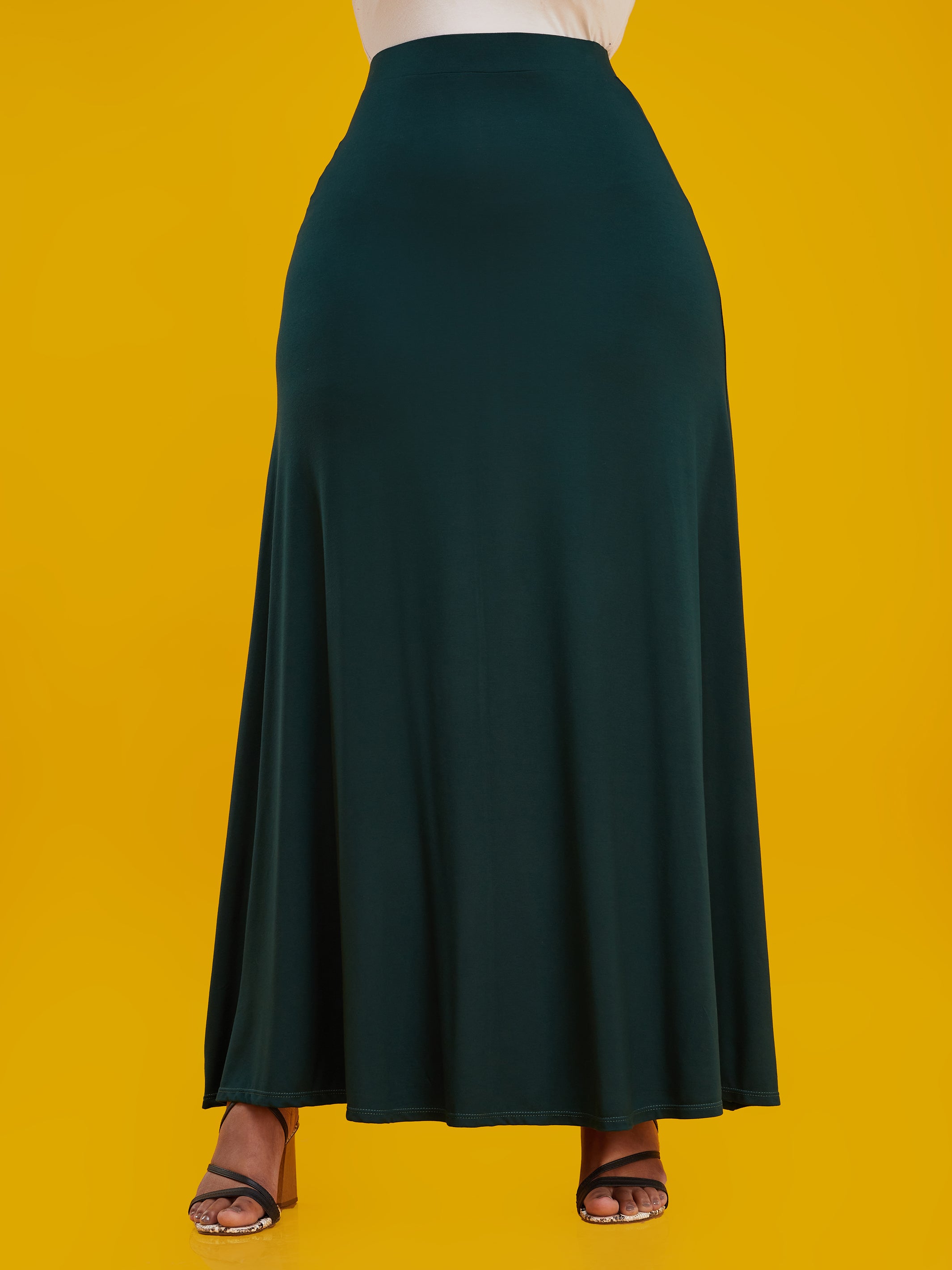 Vivo Basic A-line Maxi Skirt - Dark Green