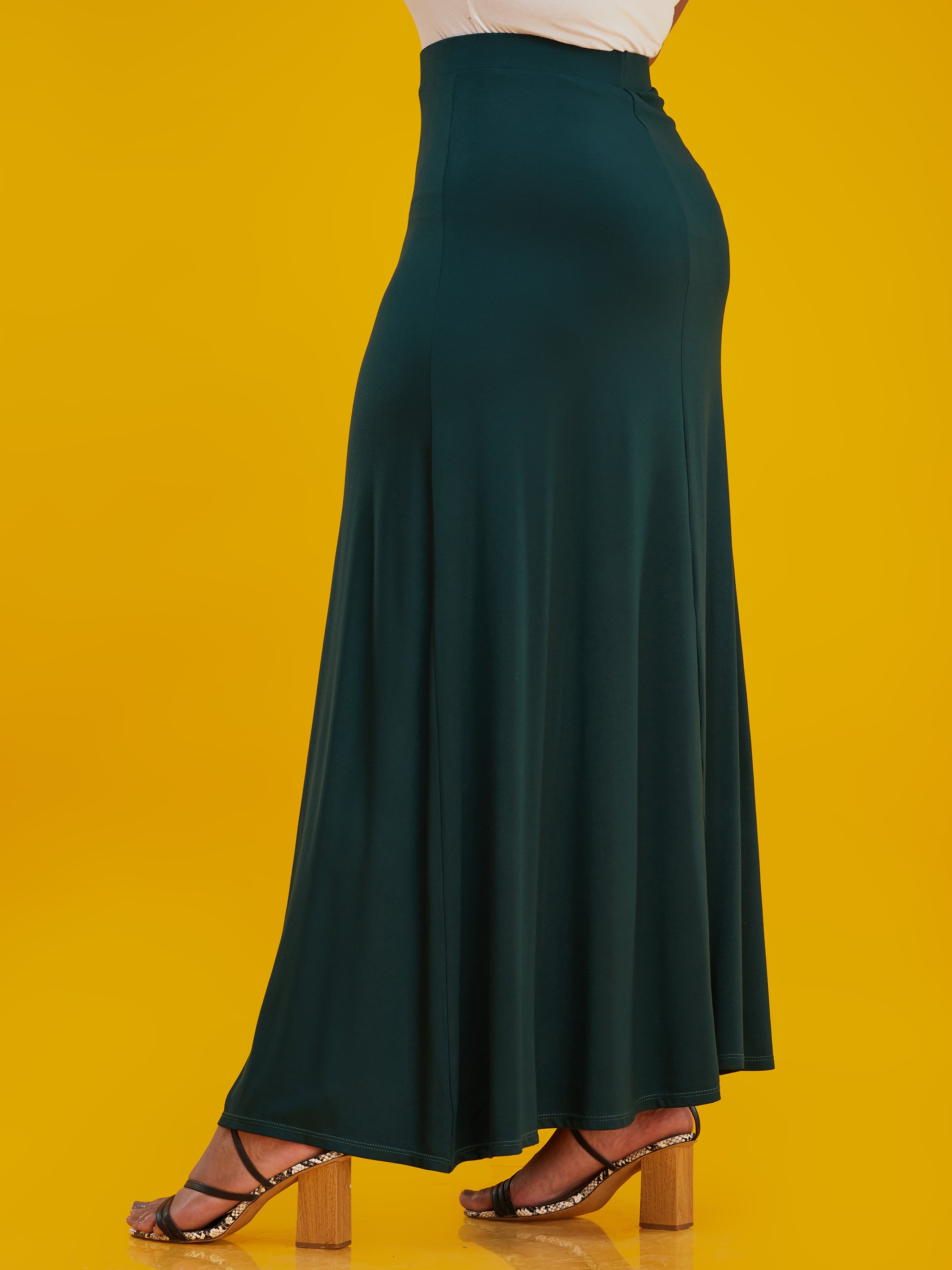 Vivo Basic A-line Maxi Skirt - Dark Green