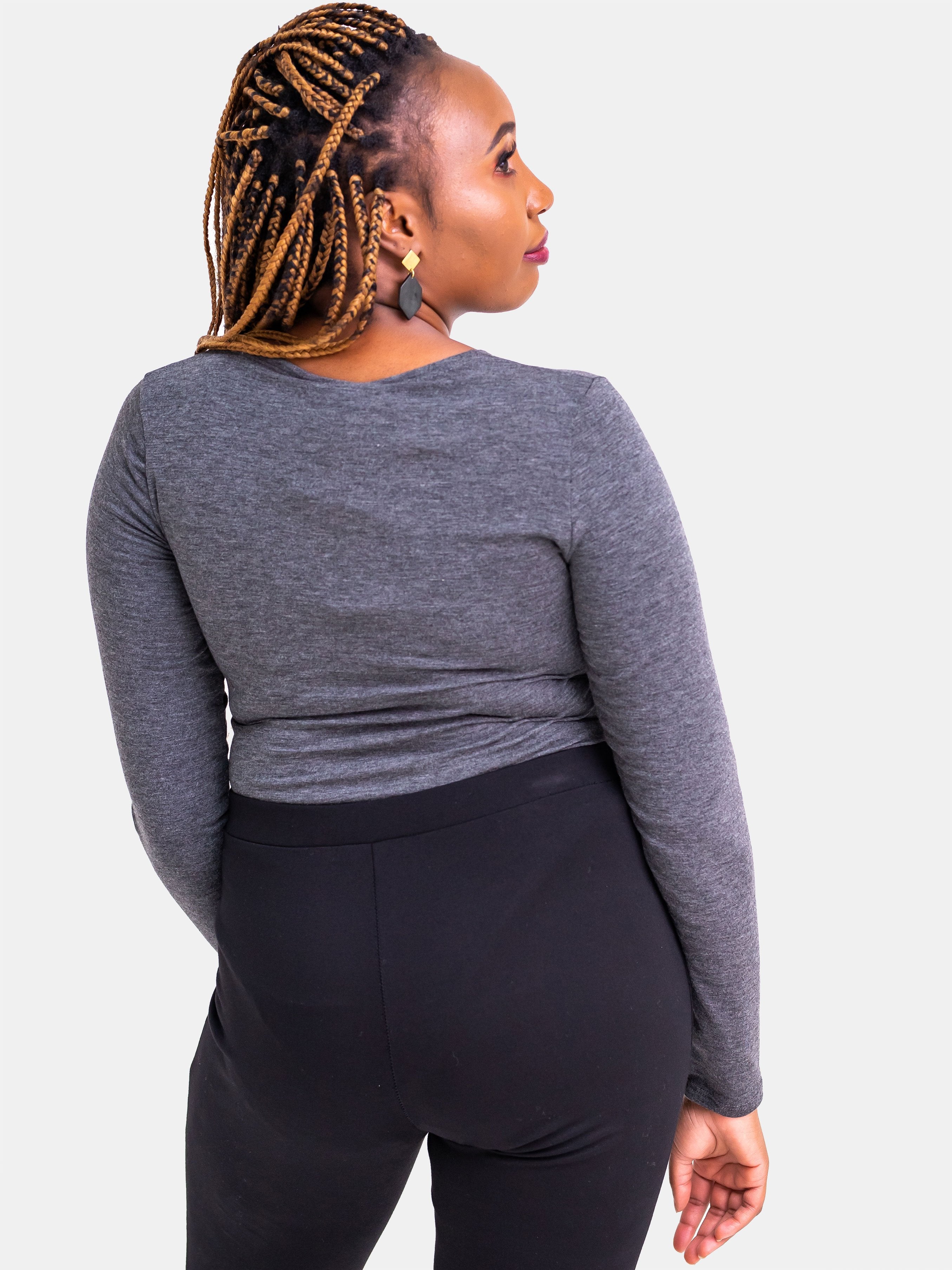 Vivo Basic Long Sleeved Bodysuit - Dark Grey - Shop Zetu