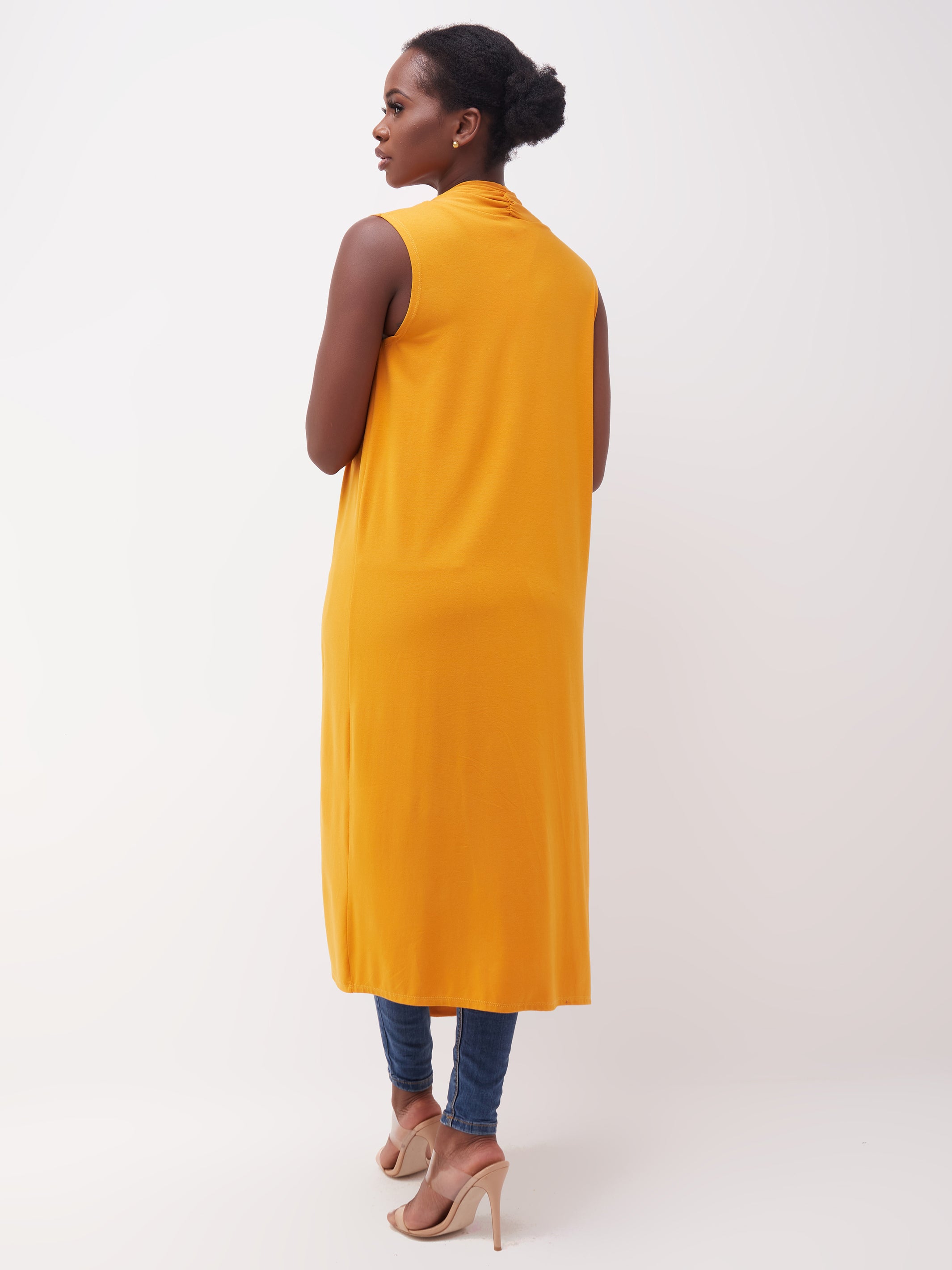 Vivo Basic Sleeveless Long Lily Waterfall - Mustard
