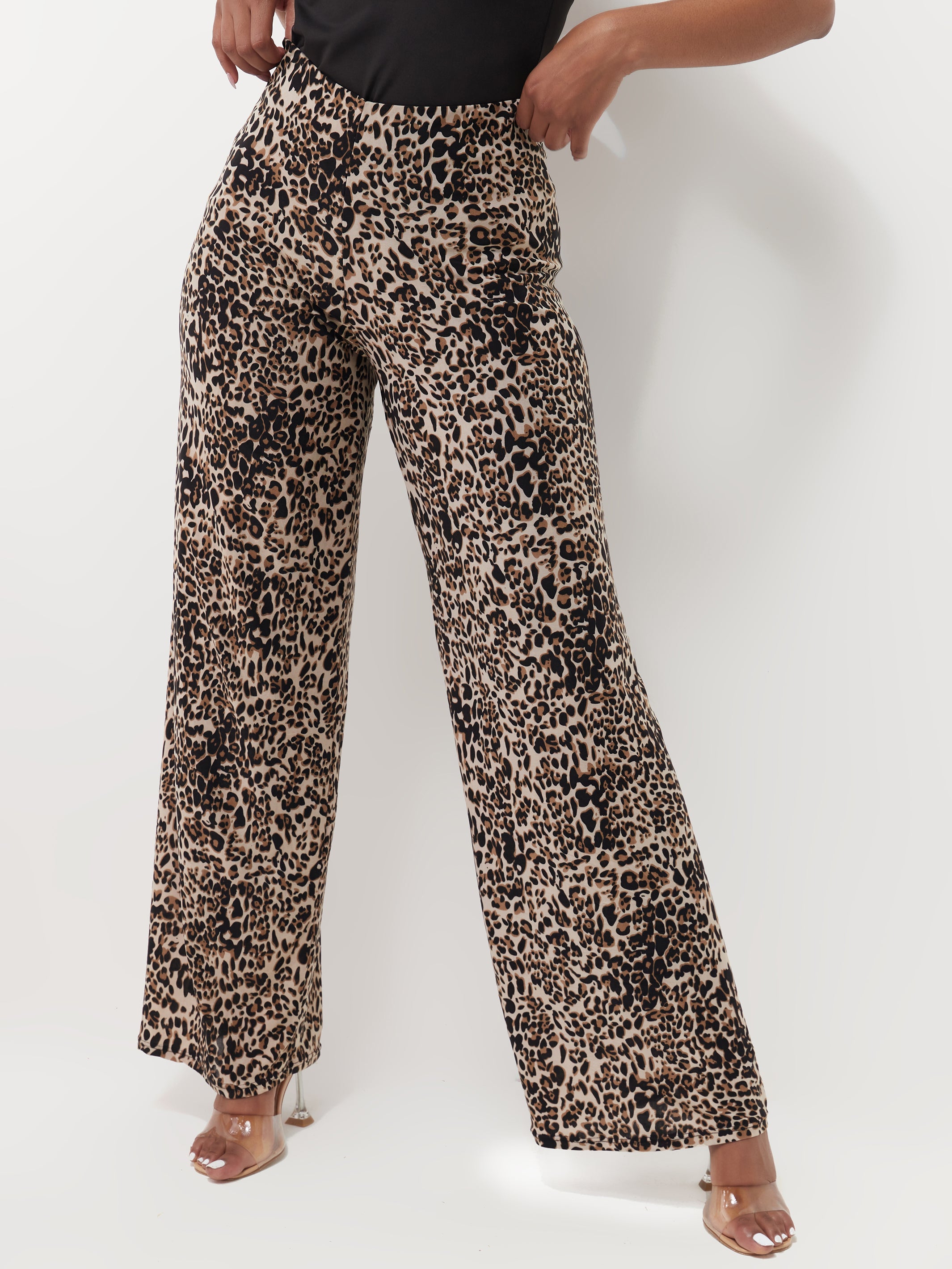 Safari Naima Lined Palazzo Pants - Chocolate Print
