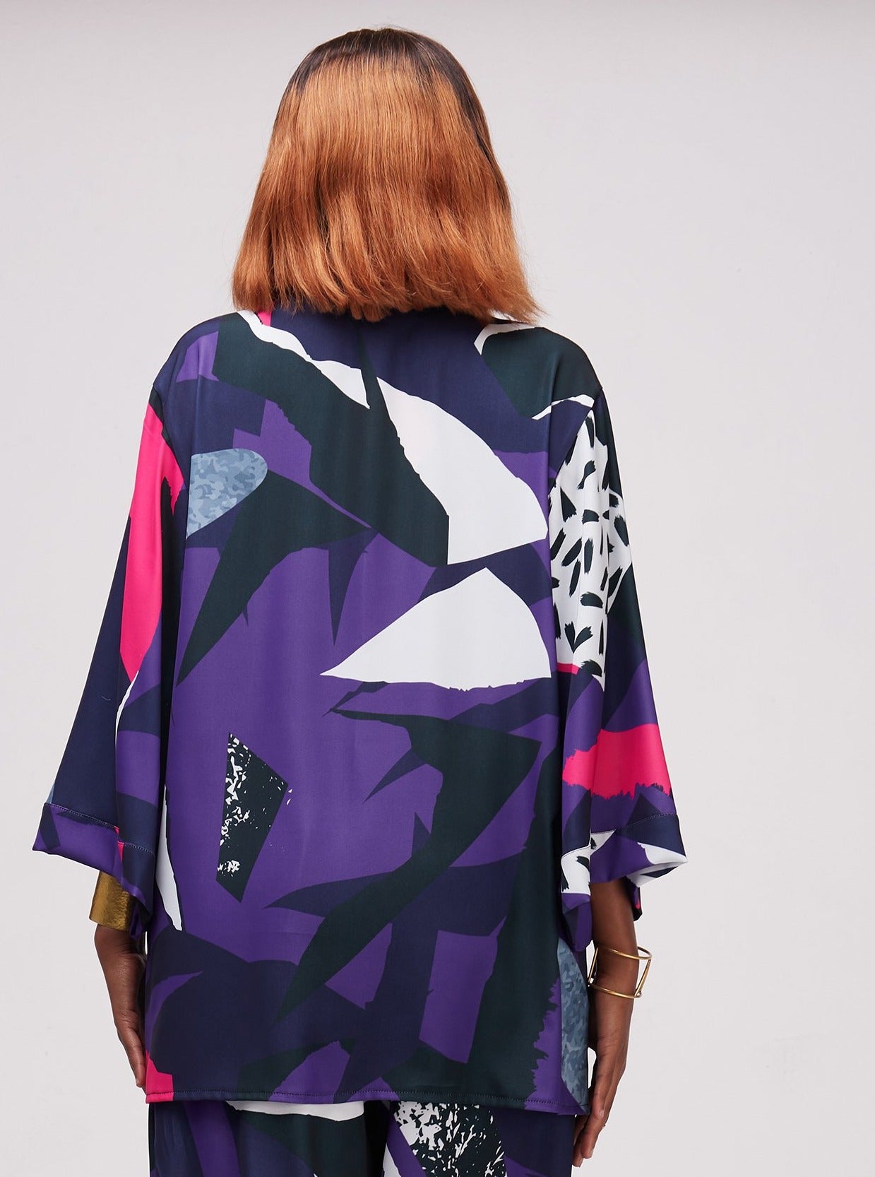 Vivo Alek Short Kimono - Purple Print