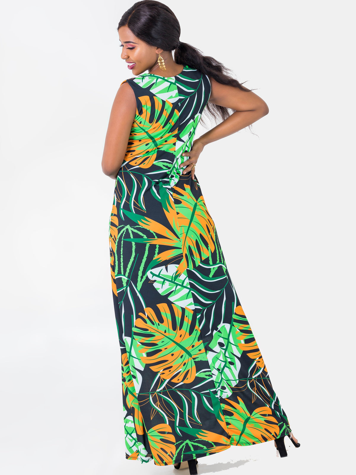 Vivo Yumi Maxi Shirt Dress - Yellow / Black Kasim Print