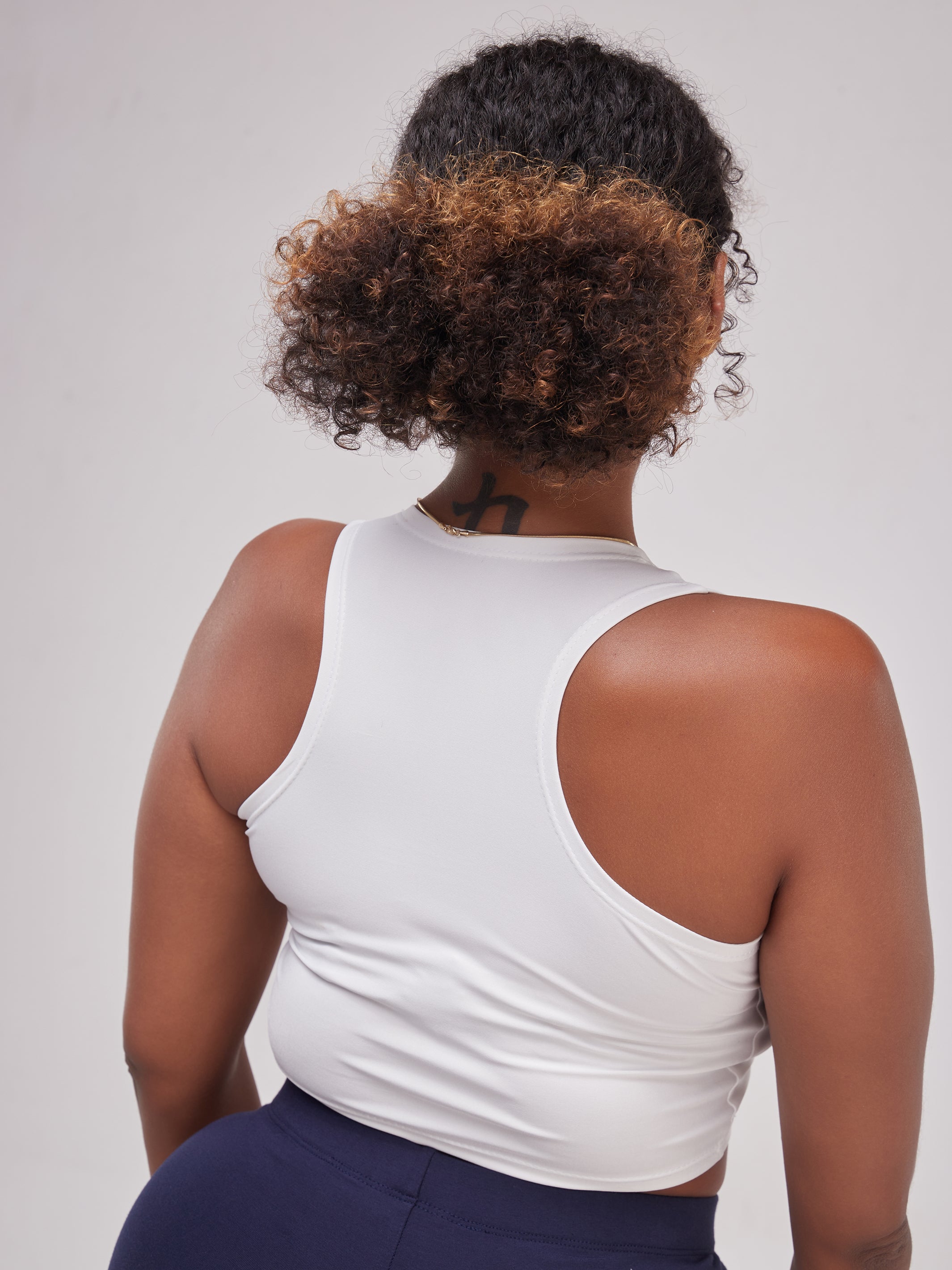 Zoya Essentials Racer Back Crop Top - White
