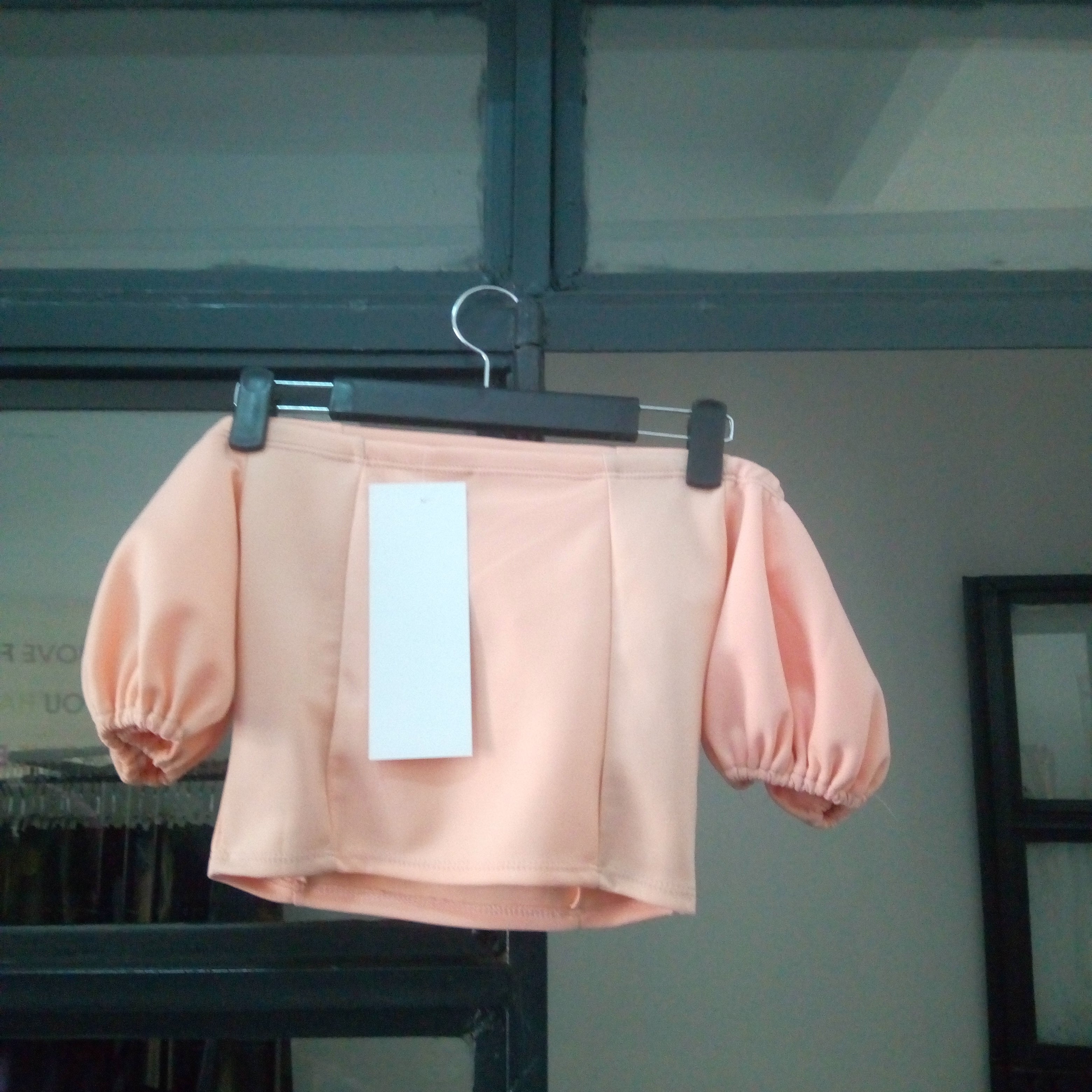 Vivo Essentials Puff Sleeve Off Shoulder Crop Top - Sample