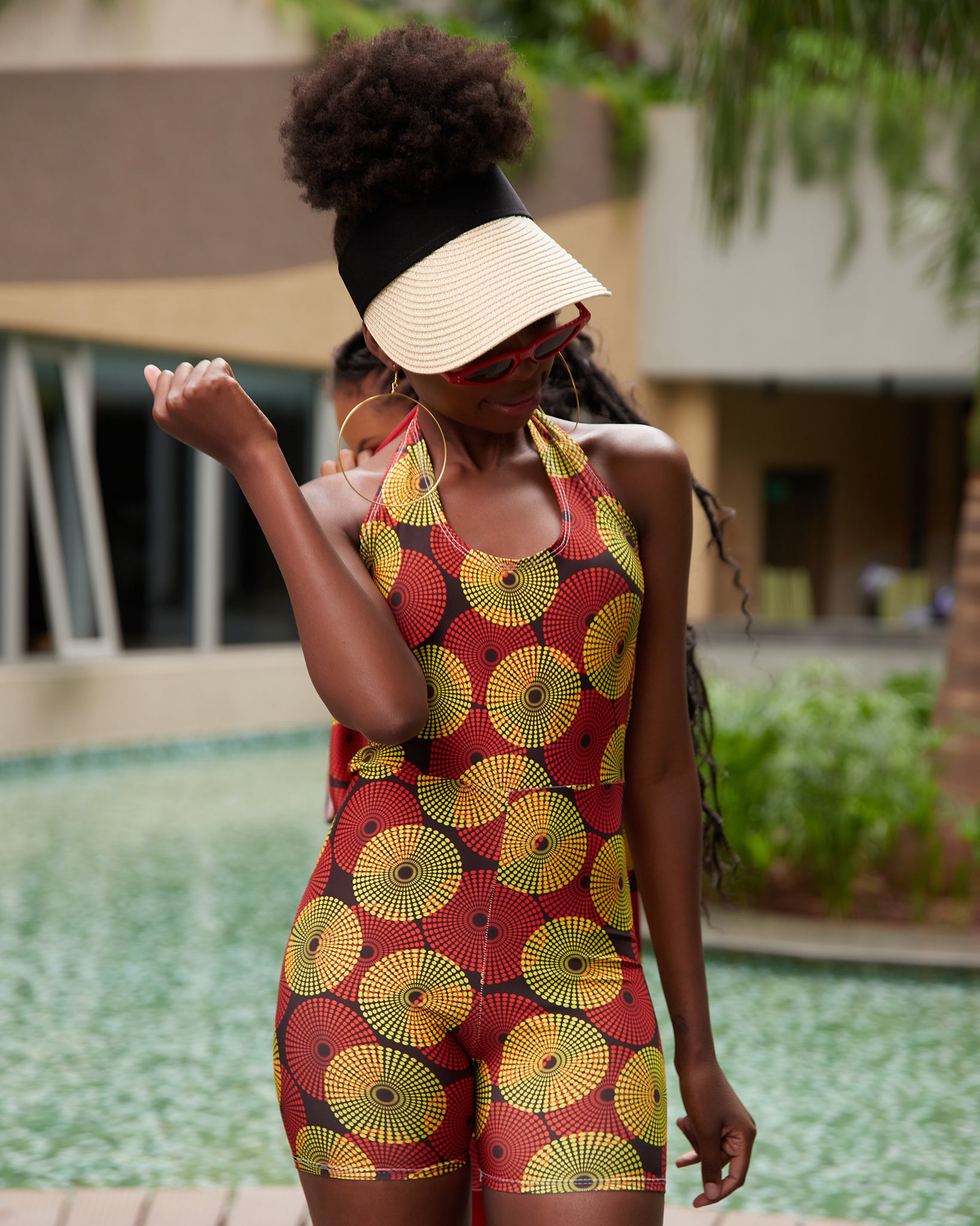 Zoya Essentials Halter Neck Mini Shorts Playsuit - Yellow Ankara