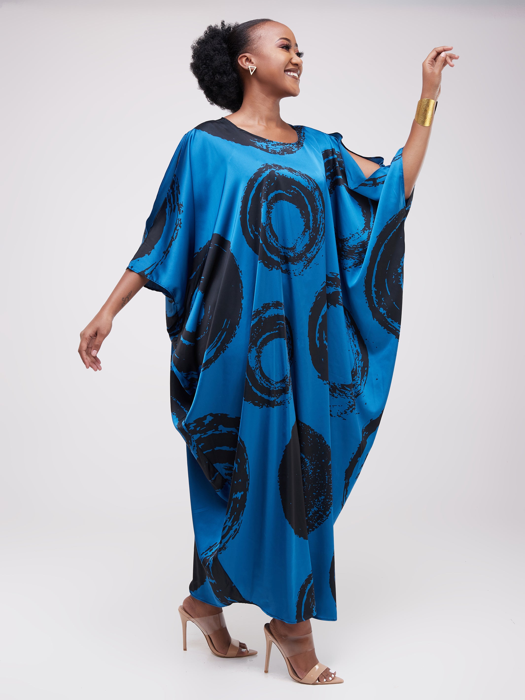 Vivo Lani Maxi Dress - Black / Teal Print