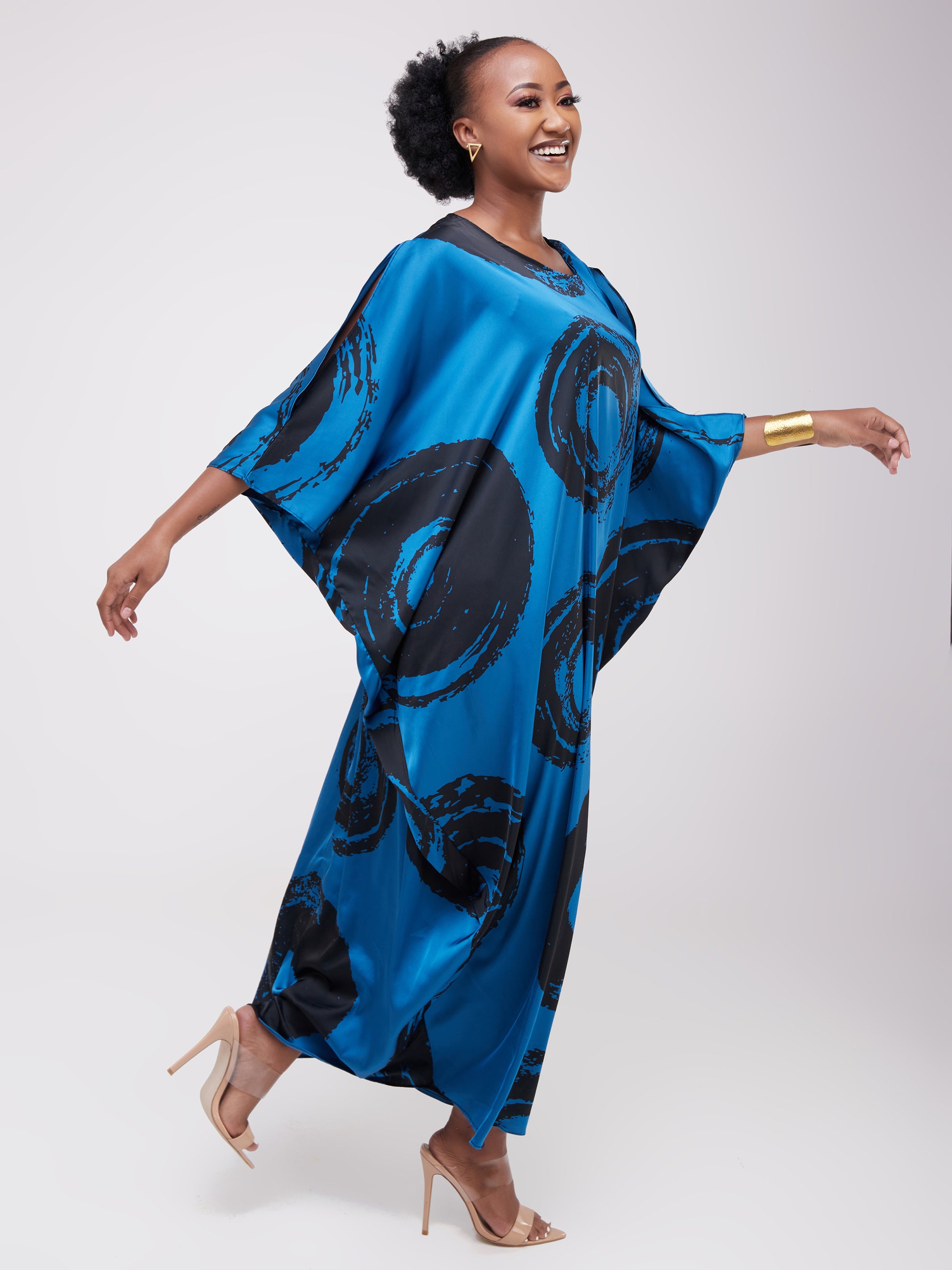 Vivo Lani Maxi Dress - Black / Teal Print