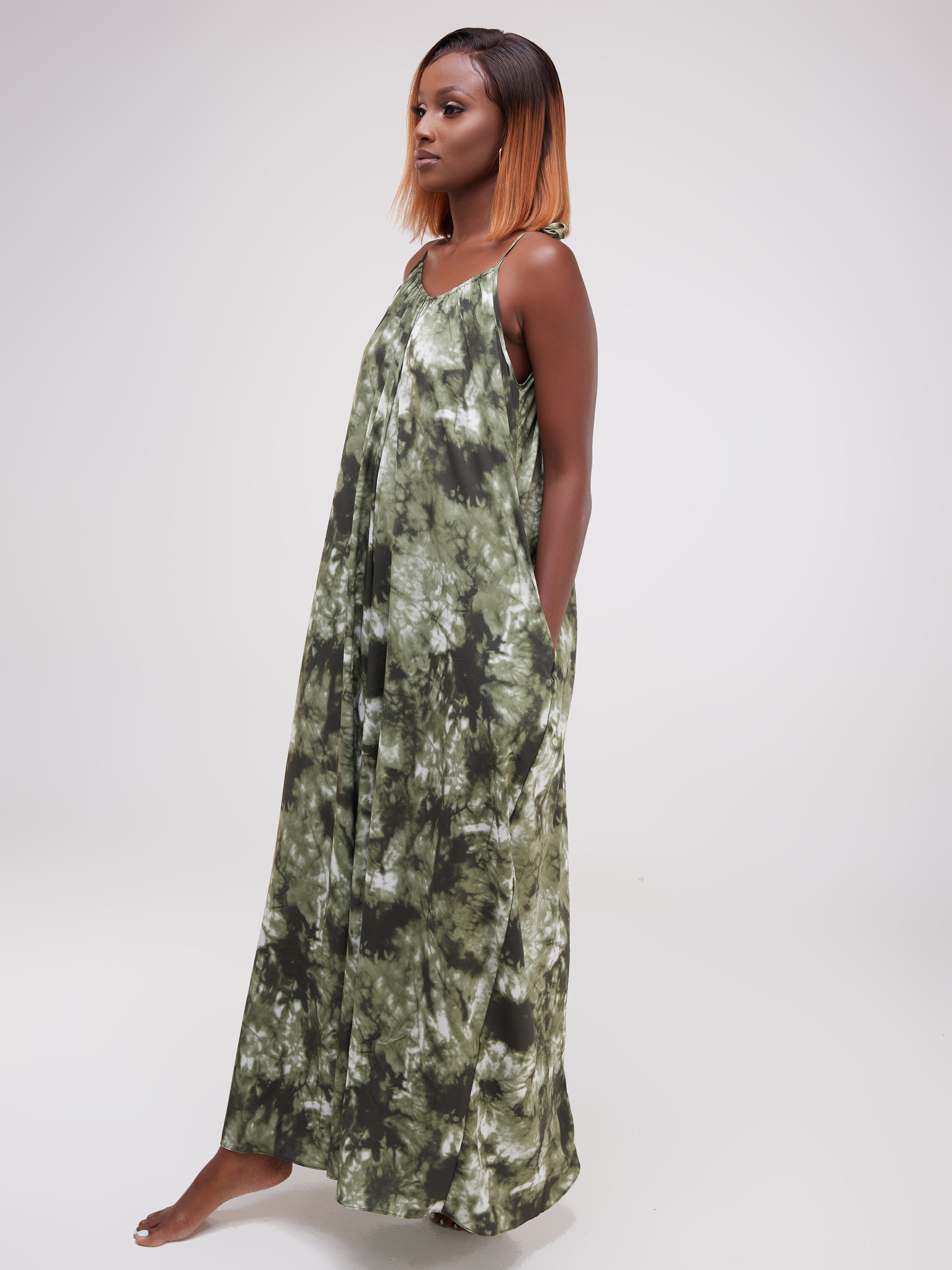 Vivo Diani Strappy Jumpsuit - Dark Green Print