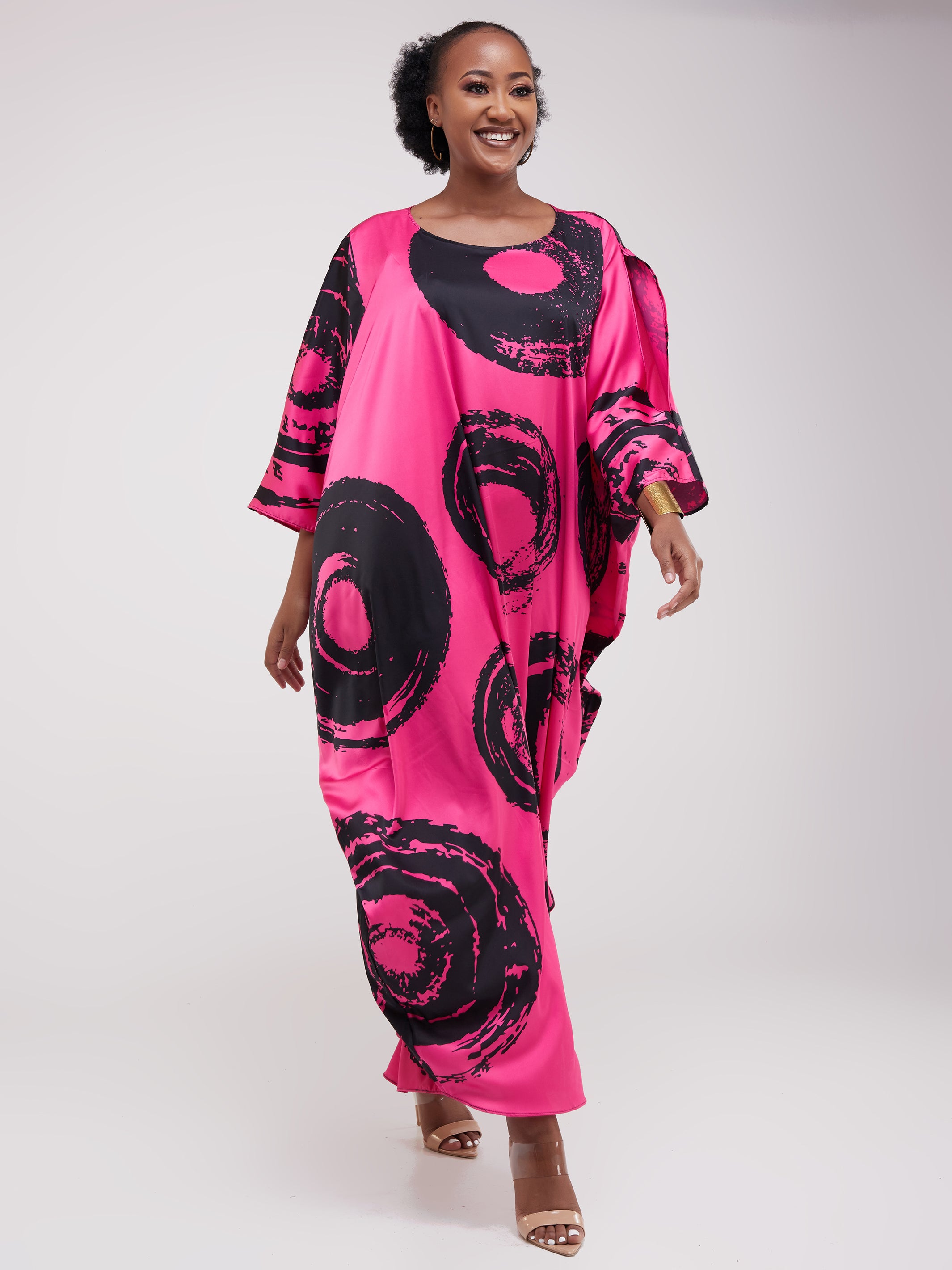 Vivo Lani Maxi Dress - Black / Pink Print